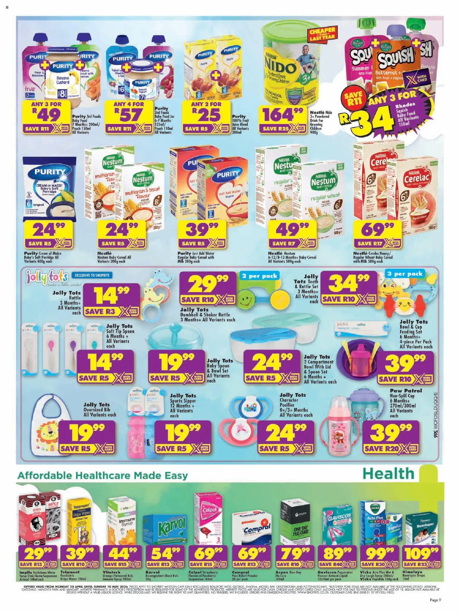 New Shoprite catalogue – valid from 20.04.2026 | Page: 9 | Products: Custard, Yoghurt, Milk, Cream