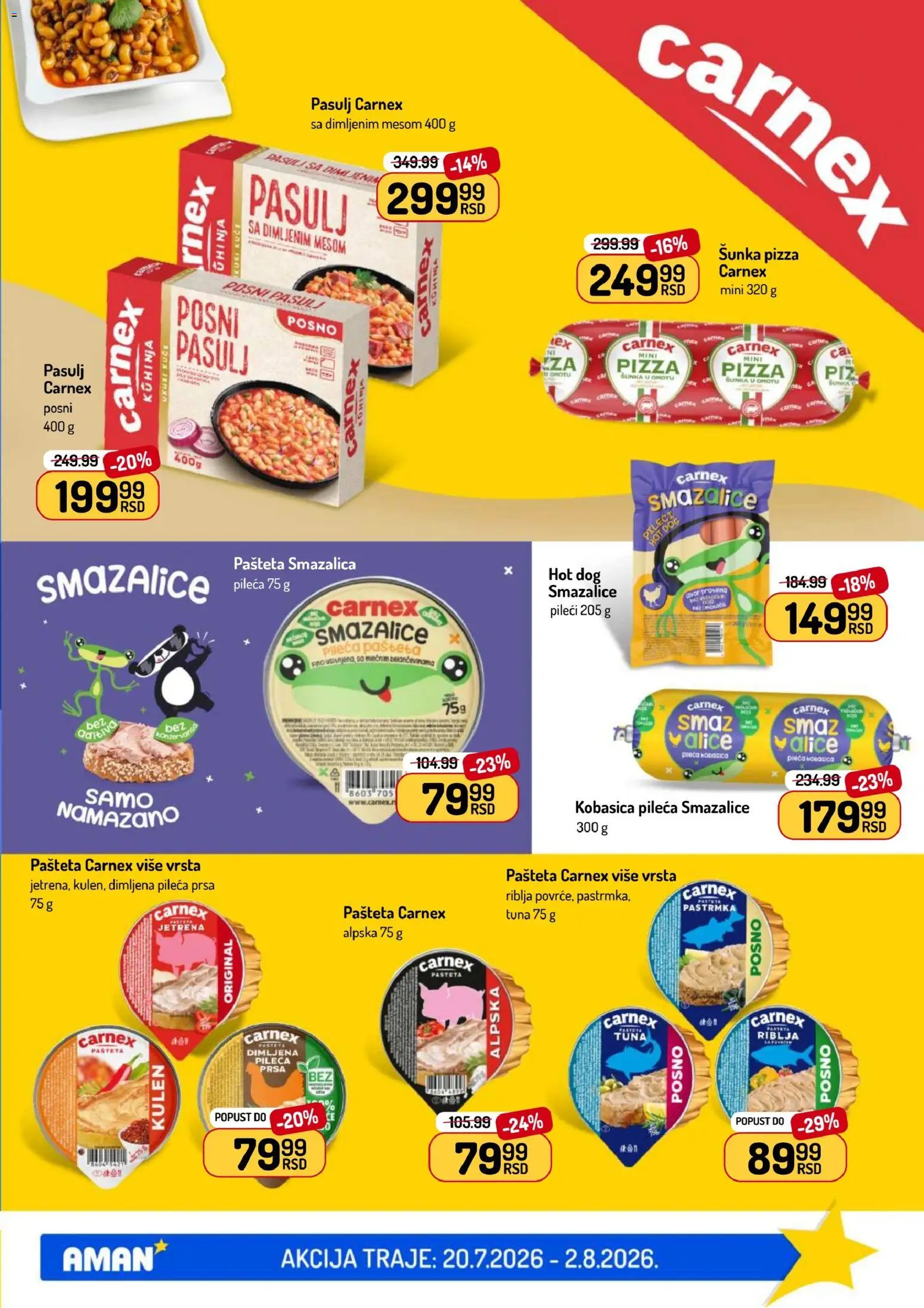Aman katalog - važi od 20.07.2026 | Strana: 5 | Proizvode: Pileća prsa, Kulen, Hot dog, Kobasica