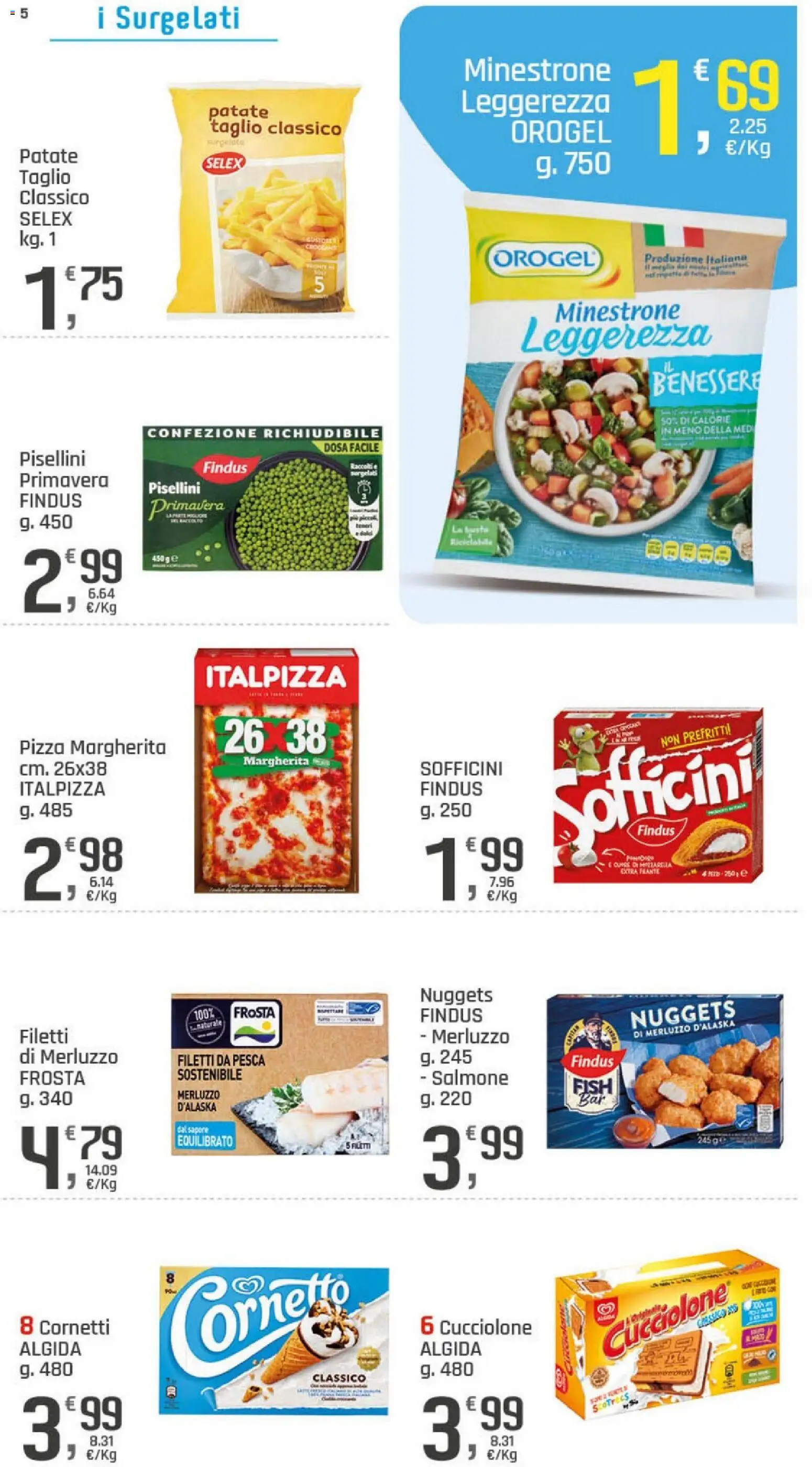 Volantino DOK del 06/10/2026 | Pagina: 5 | Prodotti: Minestrone, Pizza, Merluzzo, Pesca