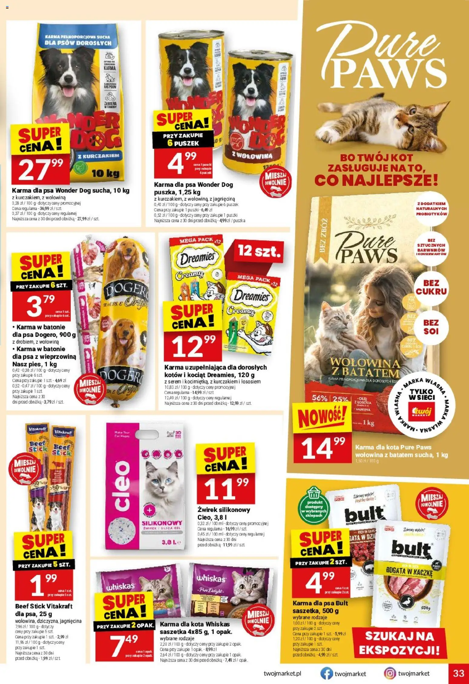 Twój Market gazetka od 12.08.2026 | Strona: 33 | Produkty: Serem, Żwirek silikonowy, Jagnięcina, Wołowina
