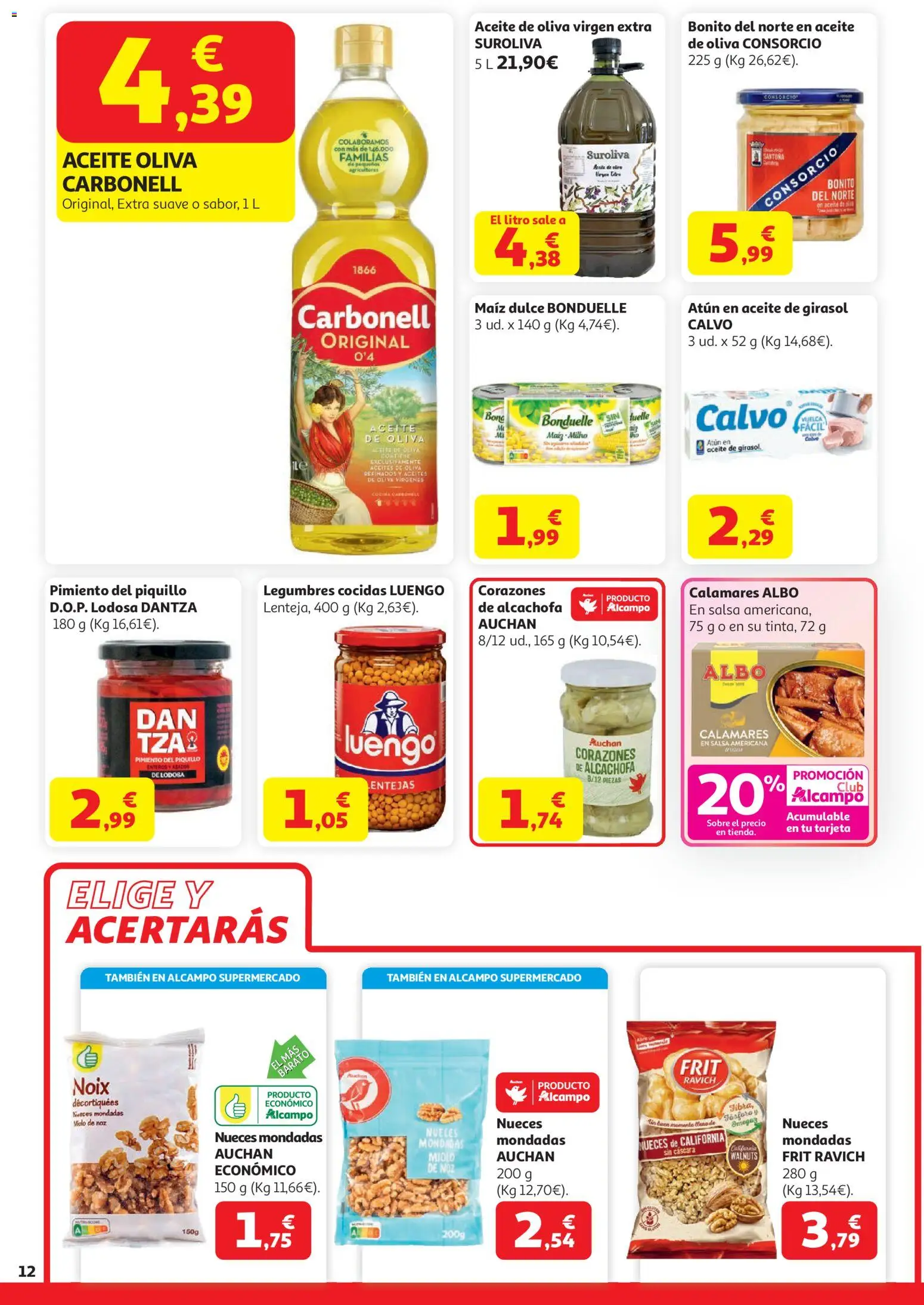 Alcampo HP Unico │ válido desde el 07.04.2026 | Página: 12 | Productos: Aceite, Aceite de oliva virgen extra, Aceite de girasol, Cocina