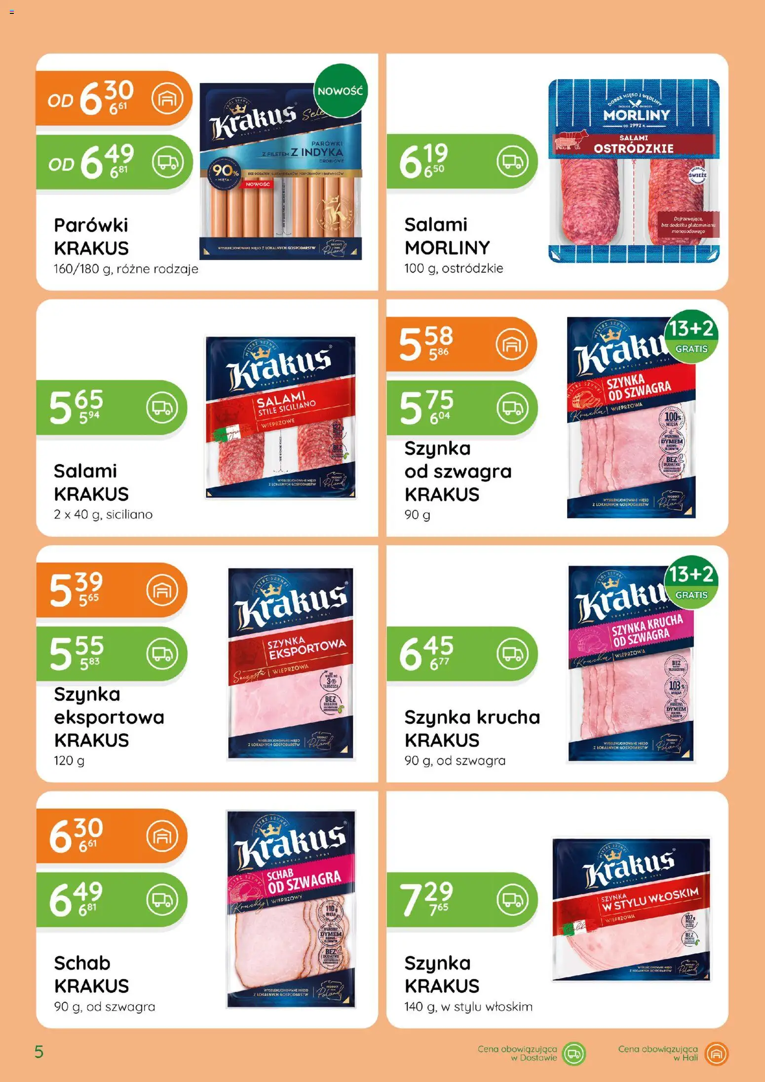 Eurocash gazetka - Katalog Wędlin od 03.09.2026 | Strona: 5 | Produkty: Parówki, Szynka, Salami, Wędliny
