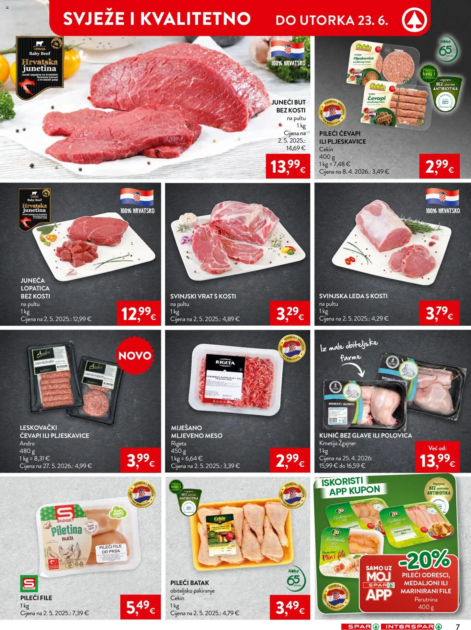Spar katalog | vrijedi od 17.06.2026 | Stranica: 10 | Proizvodi: Svinjski vrat, Pileći file, Meso, Mljeveno meso