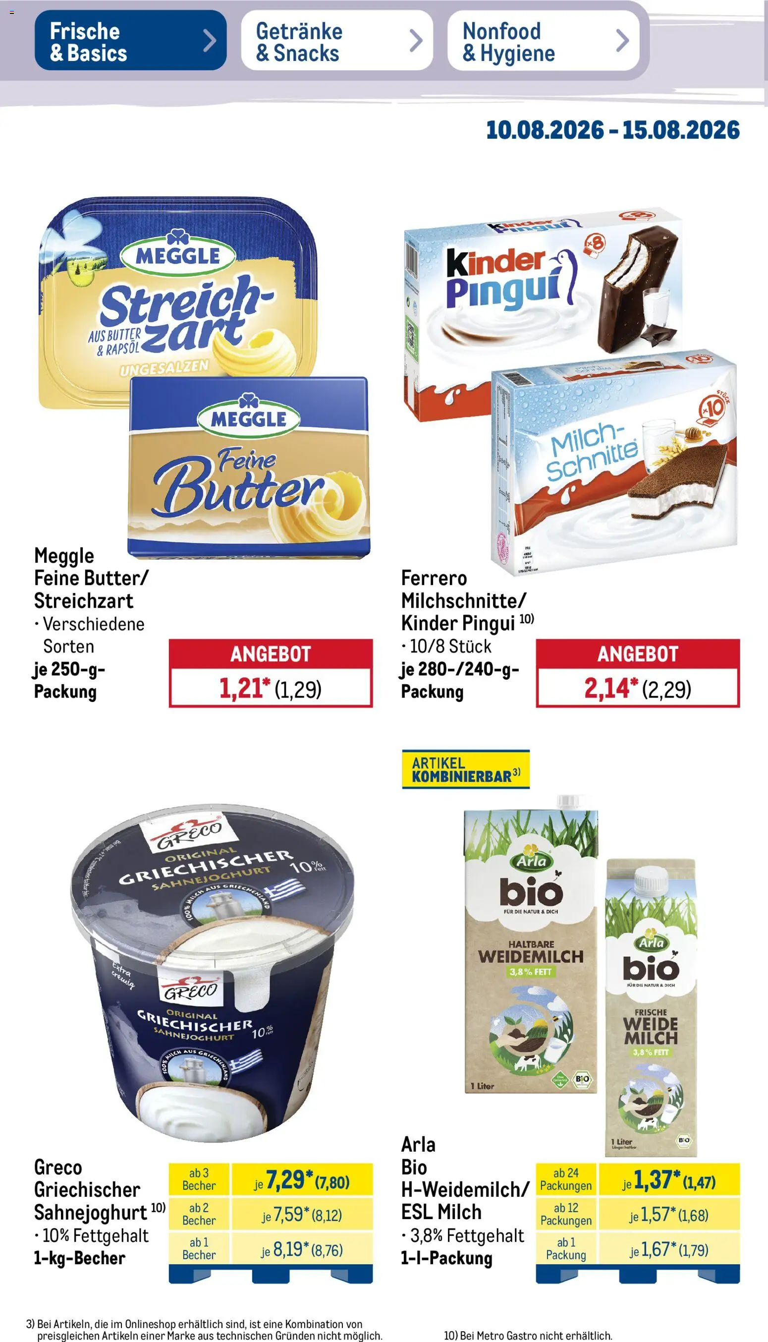 Metro NonFood-Angebote – gültig ab 10.08.2026 | Seite: 44 | Produkte: Milch, Butter, Rapsöl
