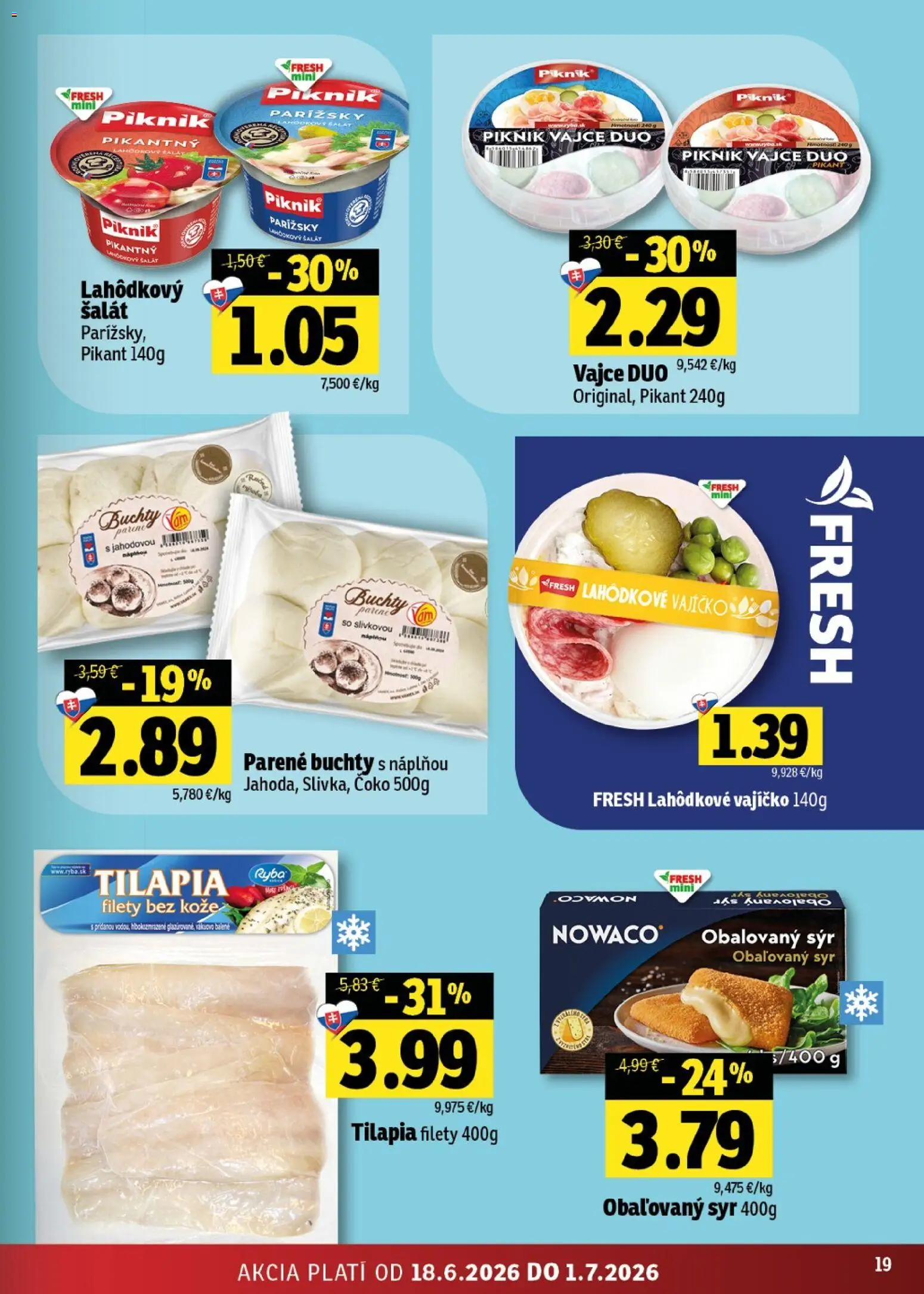 Nové Fresh akcie – leták je platný od 18.06.2026 | Strana: 19 | Produkty: Syr, Šalát