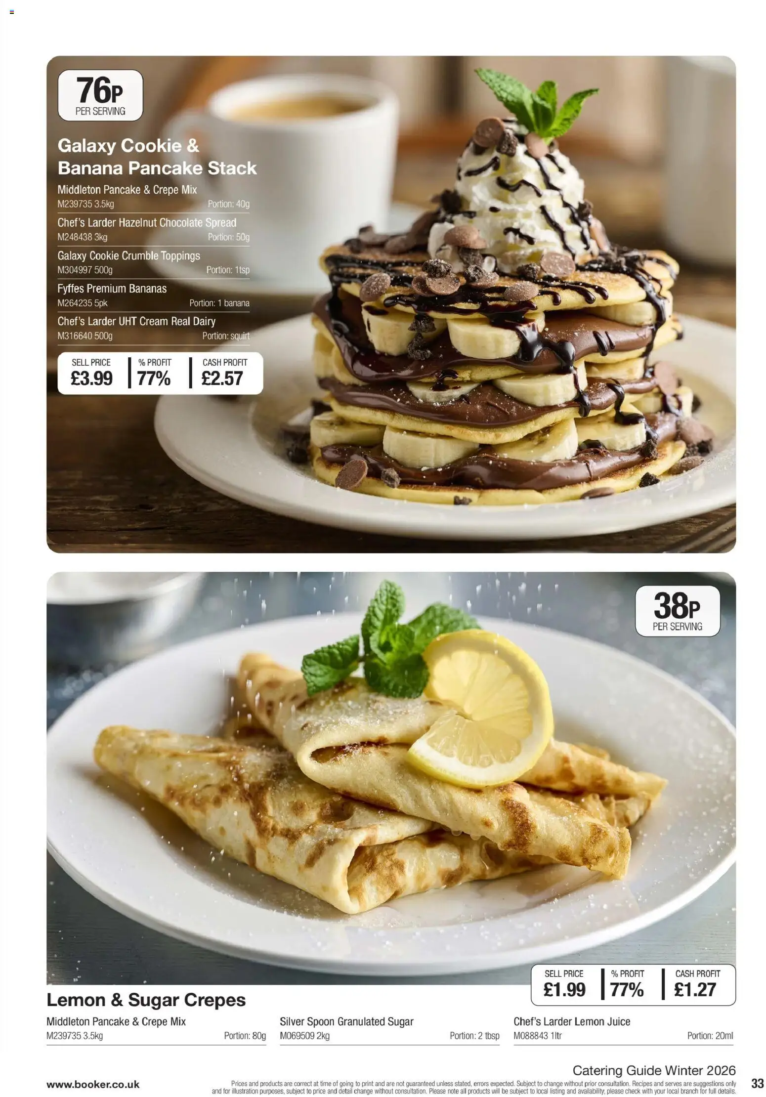 {H1} | Page: 33 | Products: Pancake, Chocolate, Spread, Juice