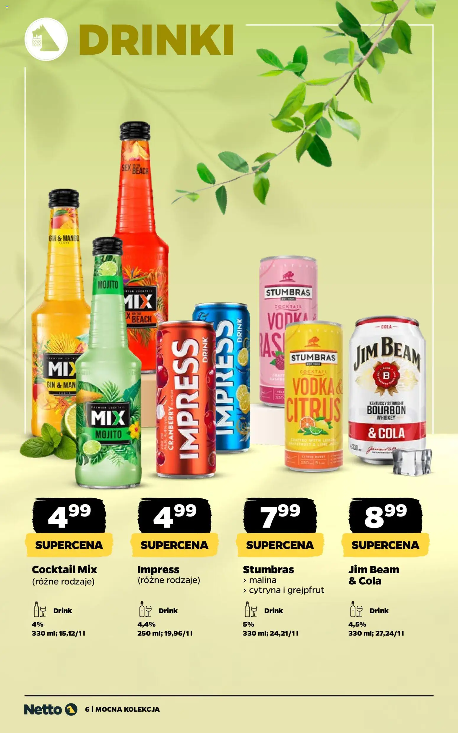 Netto gazetka - Alkohole mocne od 11.05.2026 | Strona: 6 | Produkty: Bourbon, Jim Beam, Gin, Grejpfrut