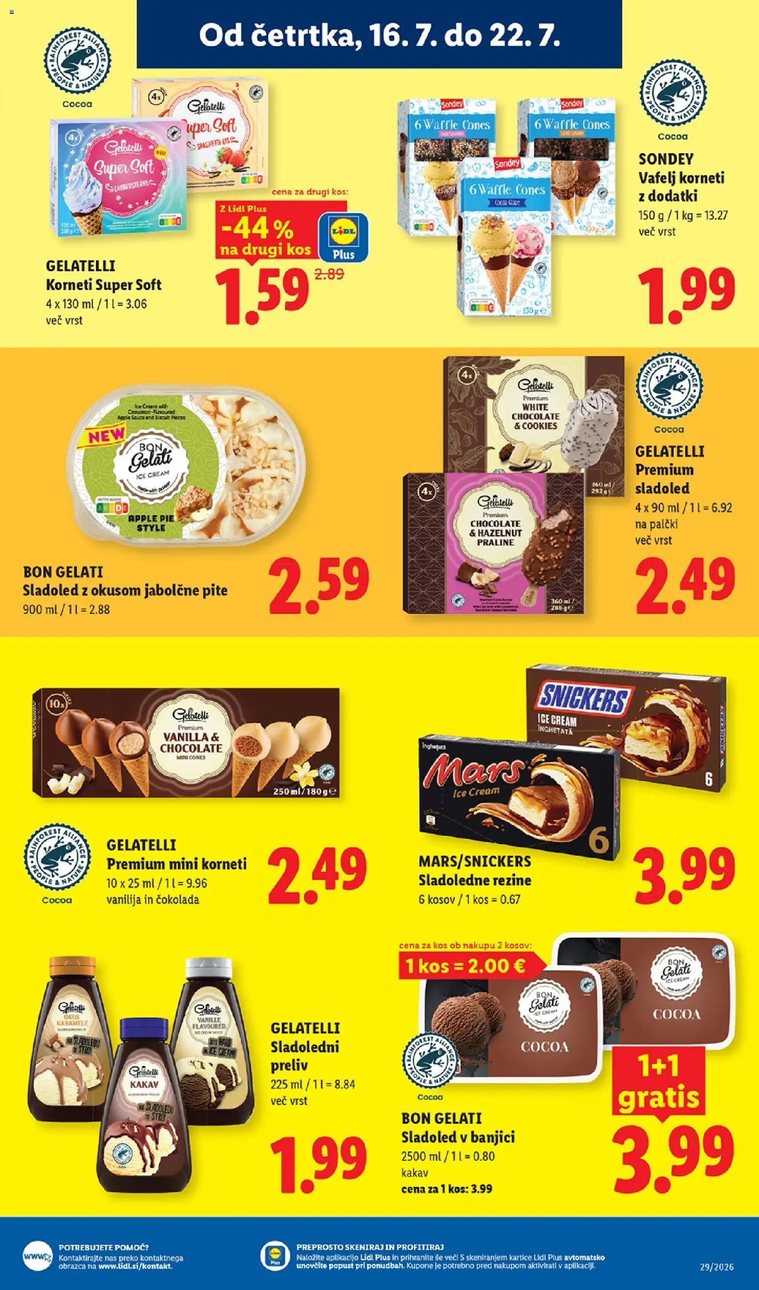Novi Lidl katalog ponudbe – veljaven od 16.07.2026 | Stran: 23 | Izdelki: Kos, Cokolada, Karamele, Sladoled