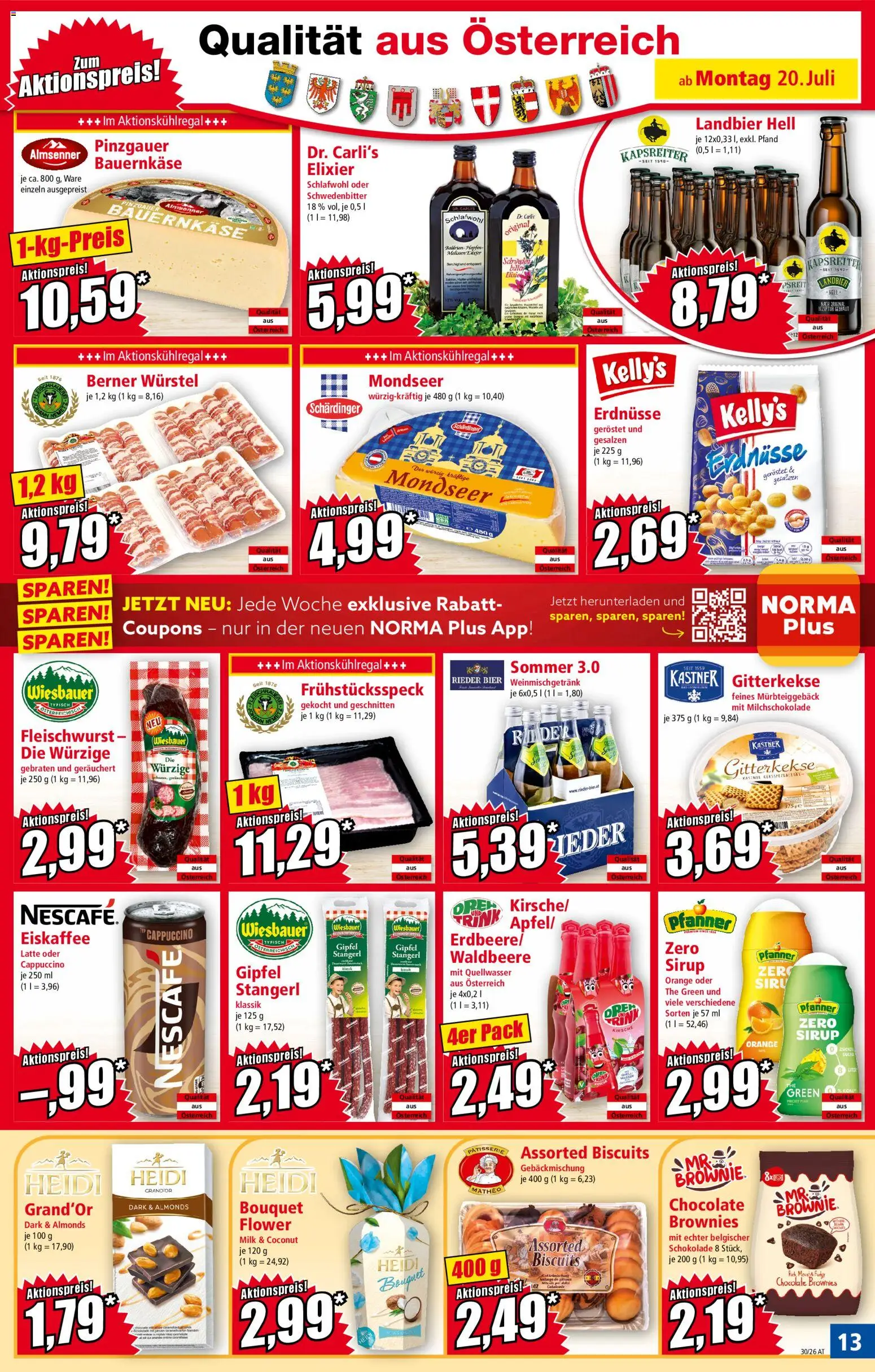 Norma Flugblatt gültig ab 20.07.2026 | Seite: 13 | Produkte: Папионка, Schokolade, Bier