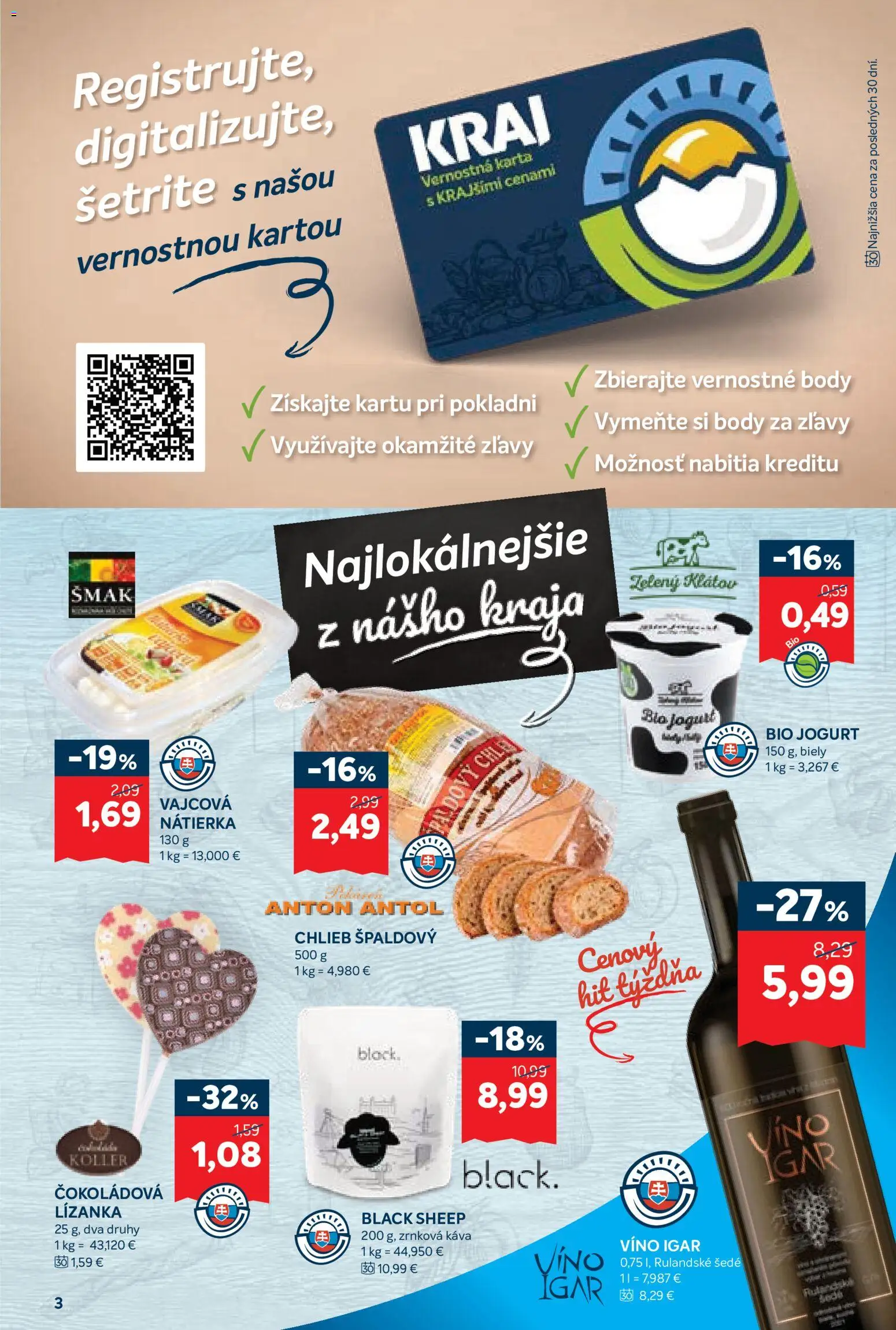 Nové Kraj akcie – leták je platný od 03.09.2026 | Strana: 5 | Produkty: Chlieb, Víno, Nátierka, Zrnková káva