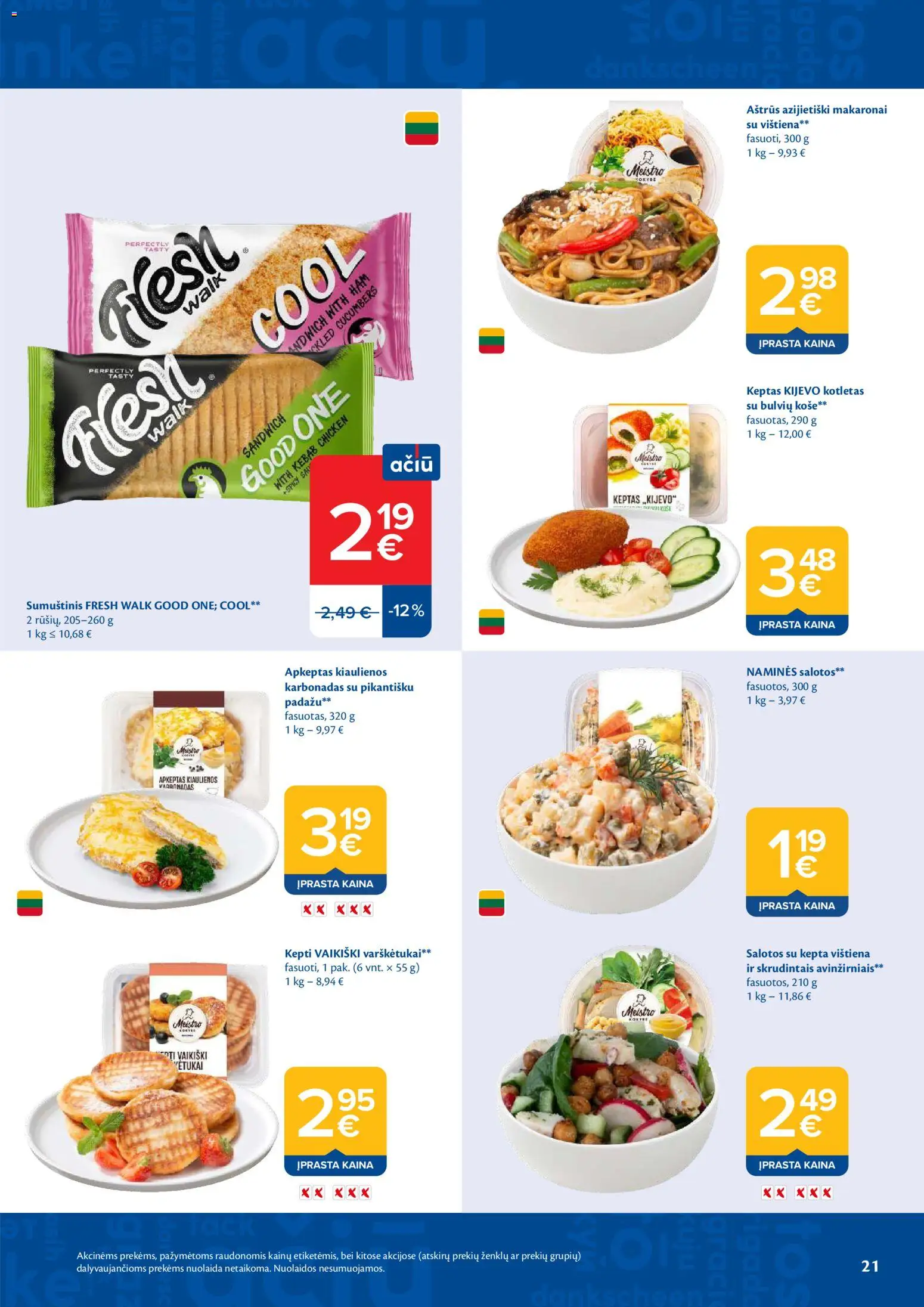 MAXIMA akcijos nuo 09.06.2026 | Puslapis: 21 | Prekių: Salotos, Kiaulienos, Sumuštinis, Makaronai