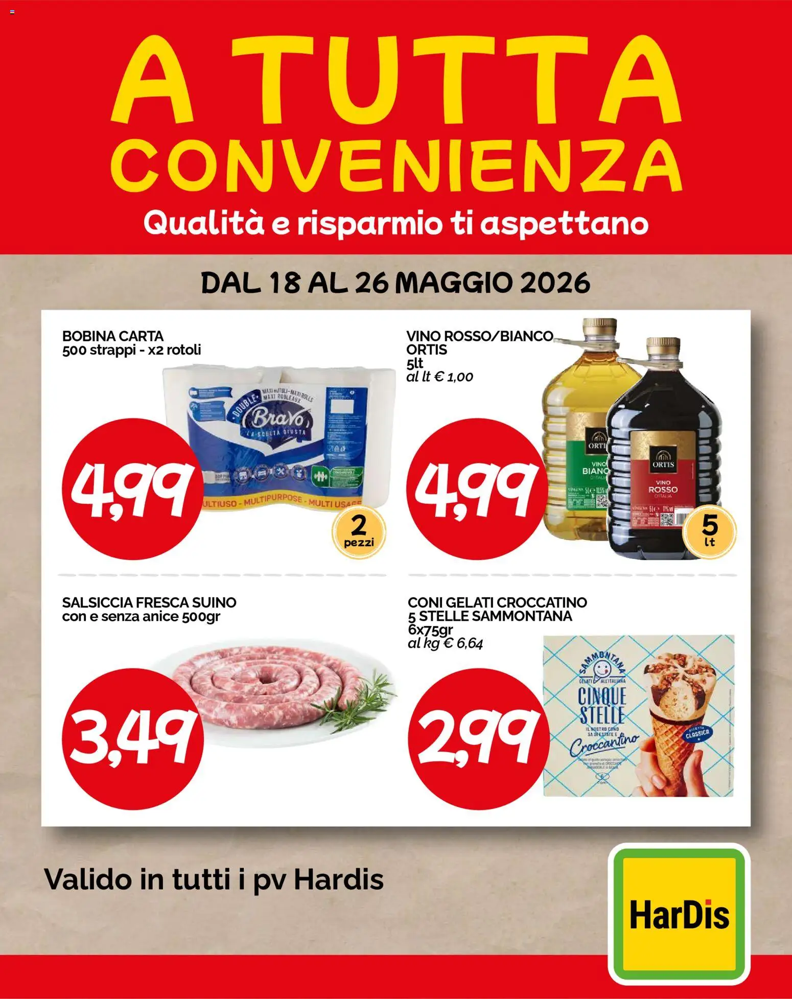 Volantino HarDis del 18.05.2026 | Pagina: 1 | Prodotti: Suino, Salsiccia, Vino, Vino rosso