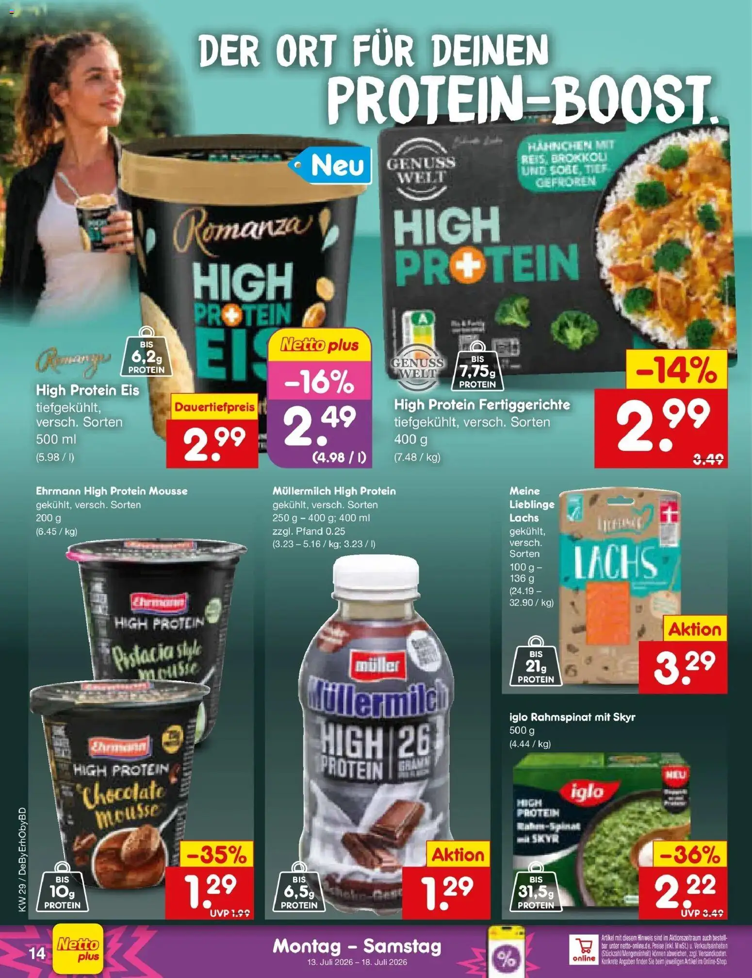 Netto Marken-Discount Prospekt Buttenwiesen – gültig ab 13.07.2026 | Seite: 18 | Produkte: Iglo, Skyr, Lachs, Brokkoli