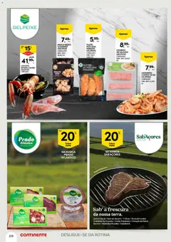 Pré-visualização Continente Açores Momentos de pausa válido de 21.04.2026 | Página: 28 | Produtos: Camarão, Salmão, Lombo, Carne