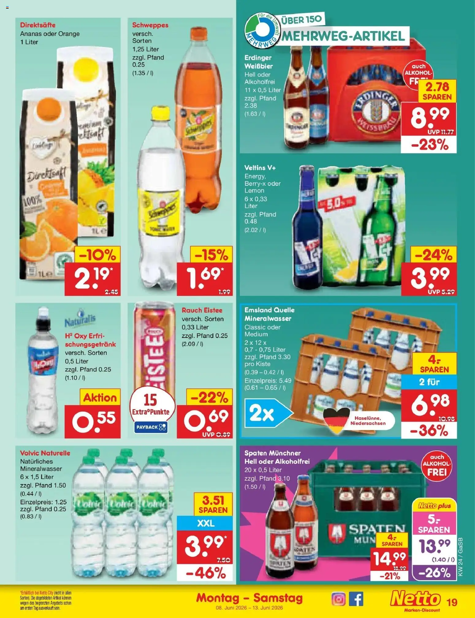Netto Marken-Discount Prospekt Bremen-Lesum – gültig ab 08.06.2026 | Seite: 31 | Produkte: Weißbier, Ananas, Schweppes, Mineralwasser