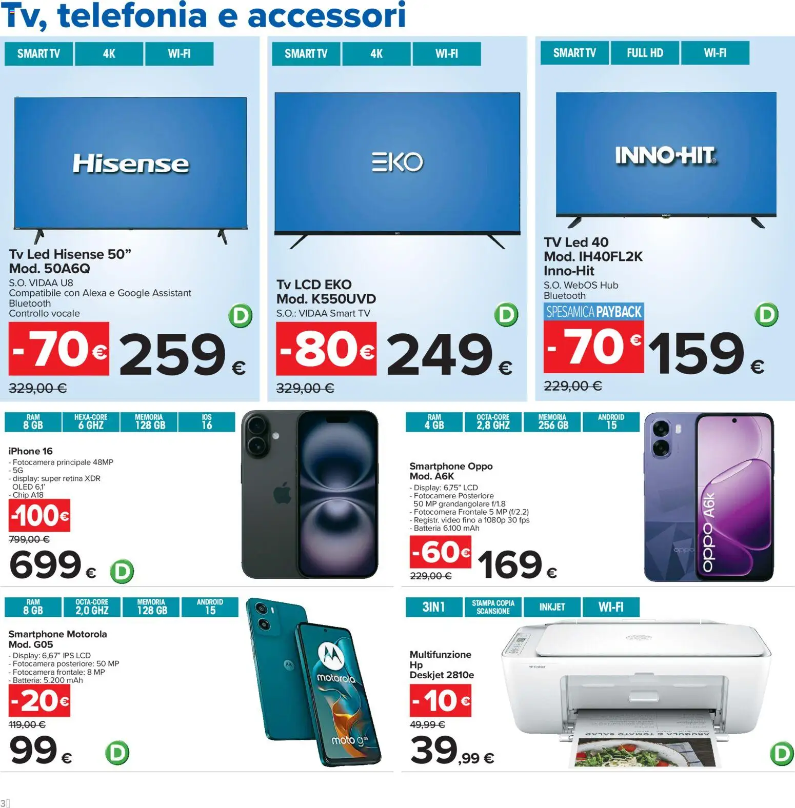 Volantino Carrefour del 20/08/2026 | Pagina: 36 | Prodotti: smart TV, Smartphone, TV, Fotocamera