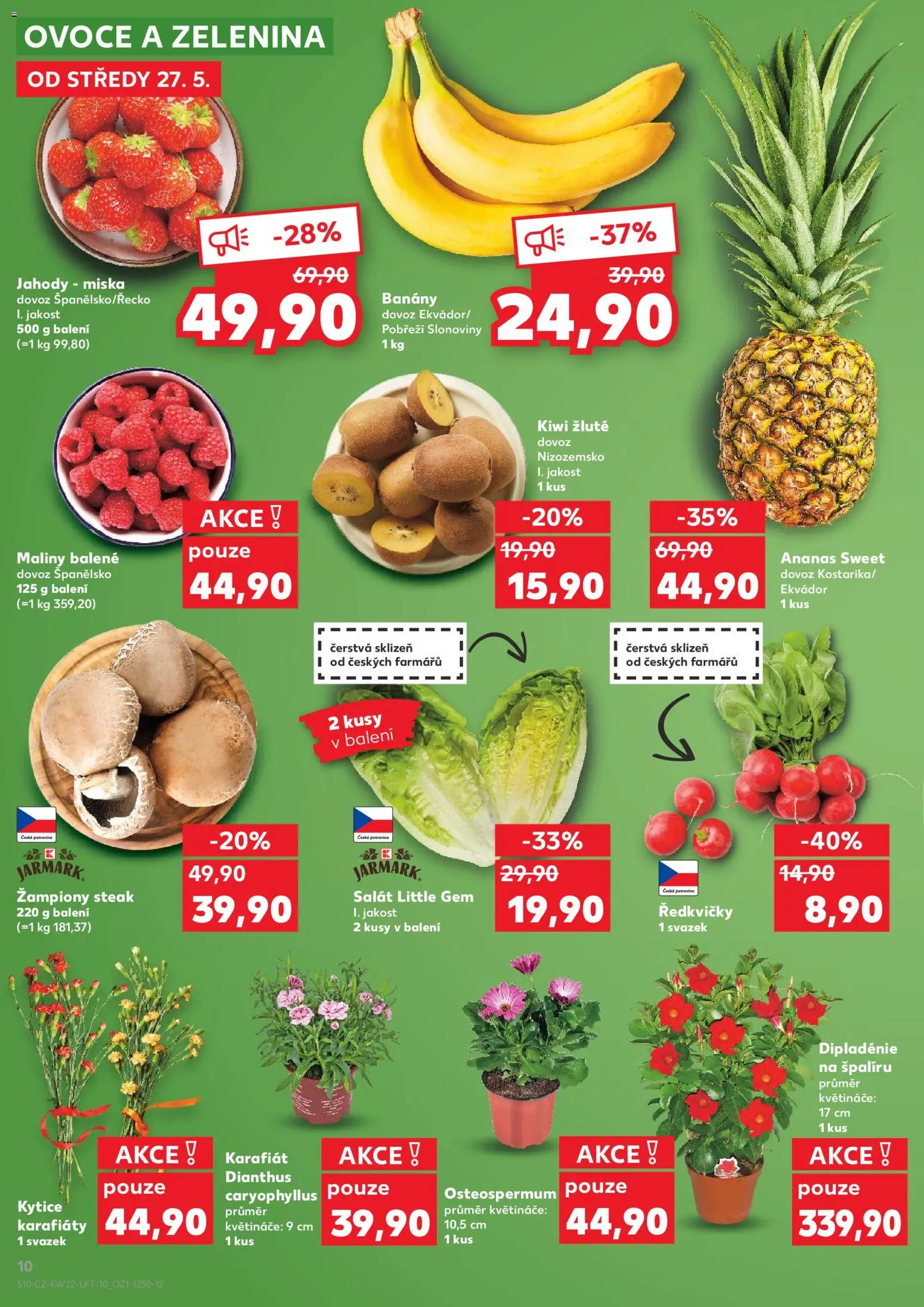 Kaufland leták - Chomutov od 27.05.2026 | Strana: 10 | Produkty: Ananas, Steak, Kytice, Ředkvičky