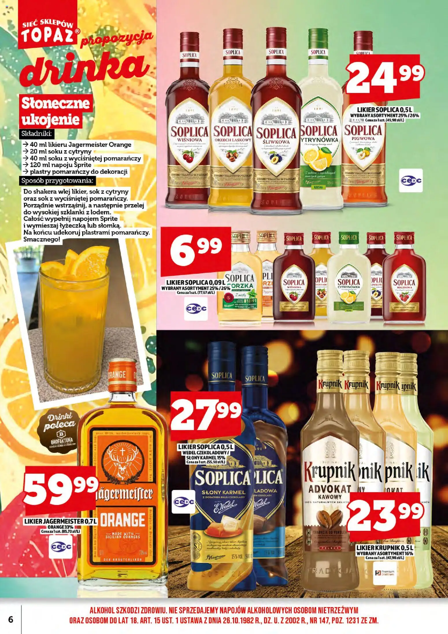 Topaz gazetka alkoholowa od 17.08.2026 | Strona: 8 | Produkty: Słony karmel, Jagermeister, Szklanki, Alkohol