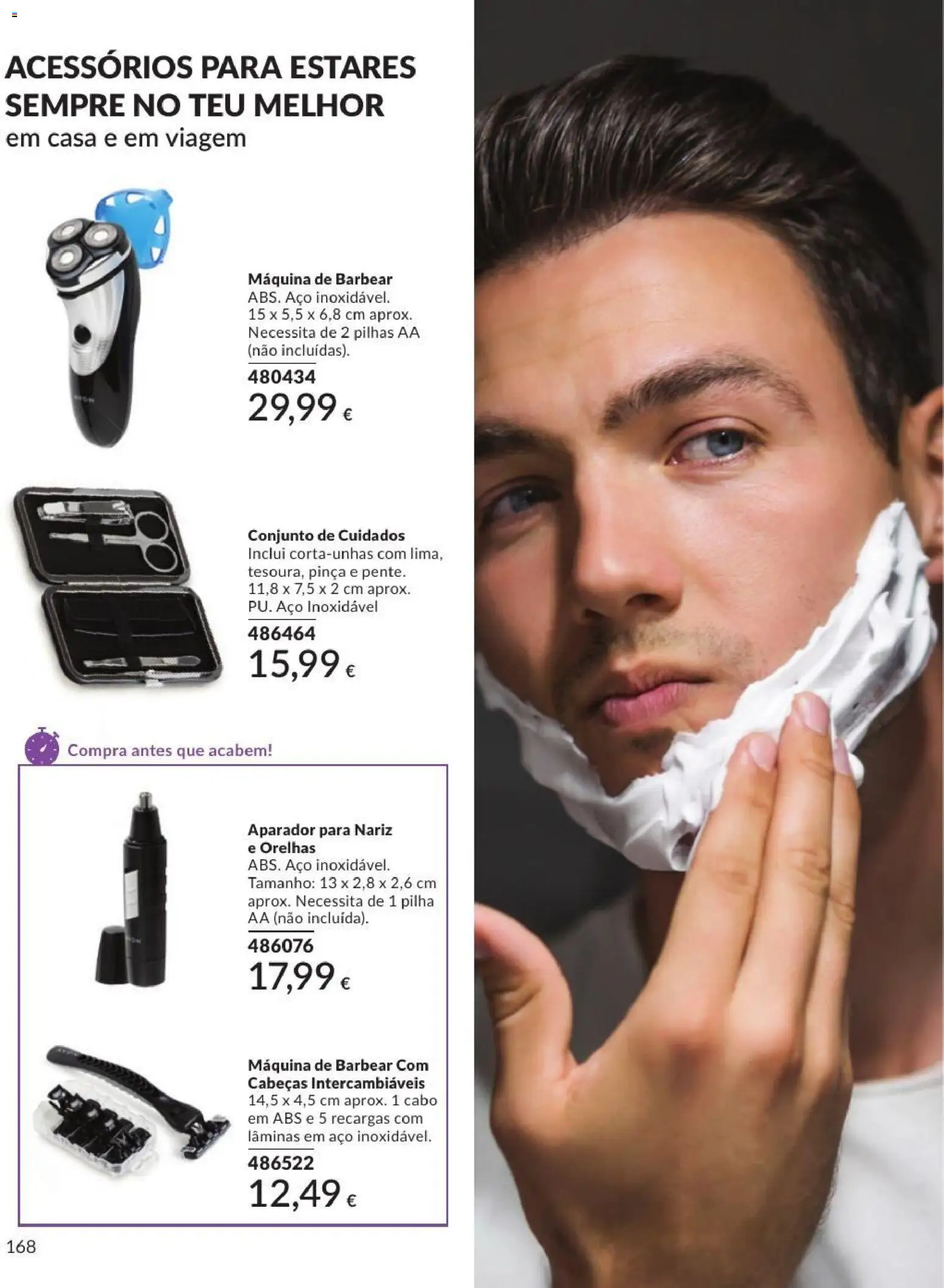 Catálogo Avon Campanha 9 │ válido de 01/09/2026 | Página: 168 | Produtos: Cabo, Máquina de barbear, Aparador, Pilhas AA