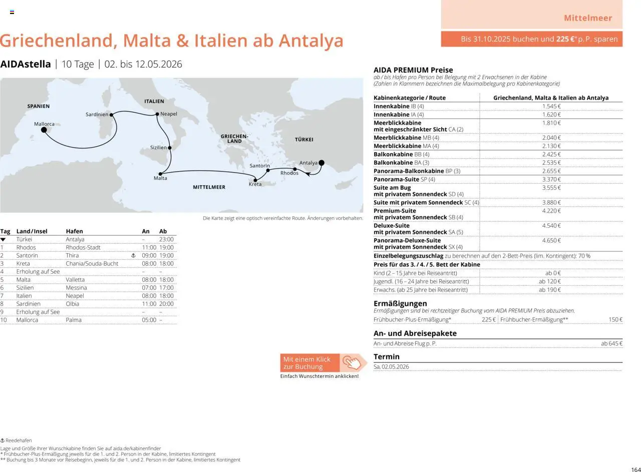 Aida Sommer 2026 – gültig ab 01.03.2026 | Seite: 164 | Produkte: Bett