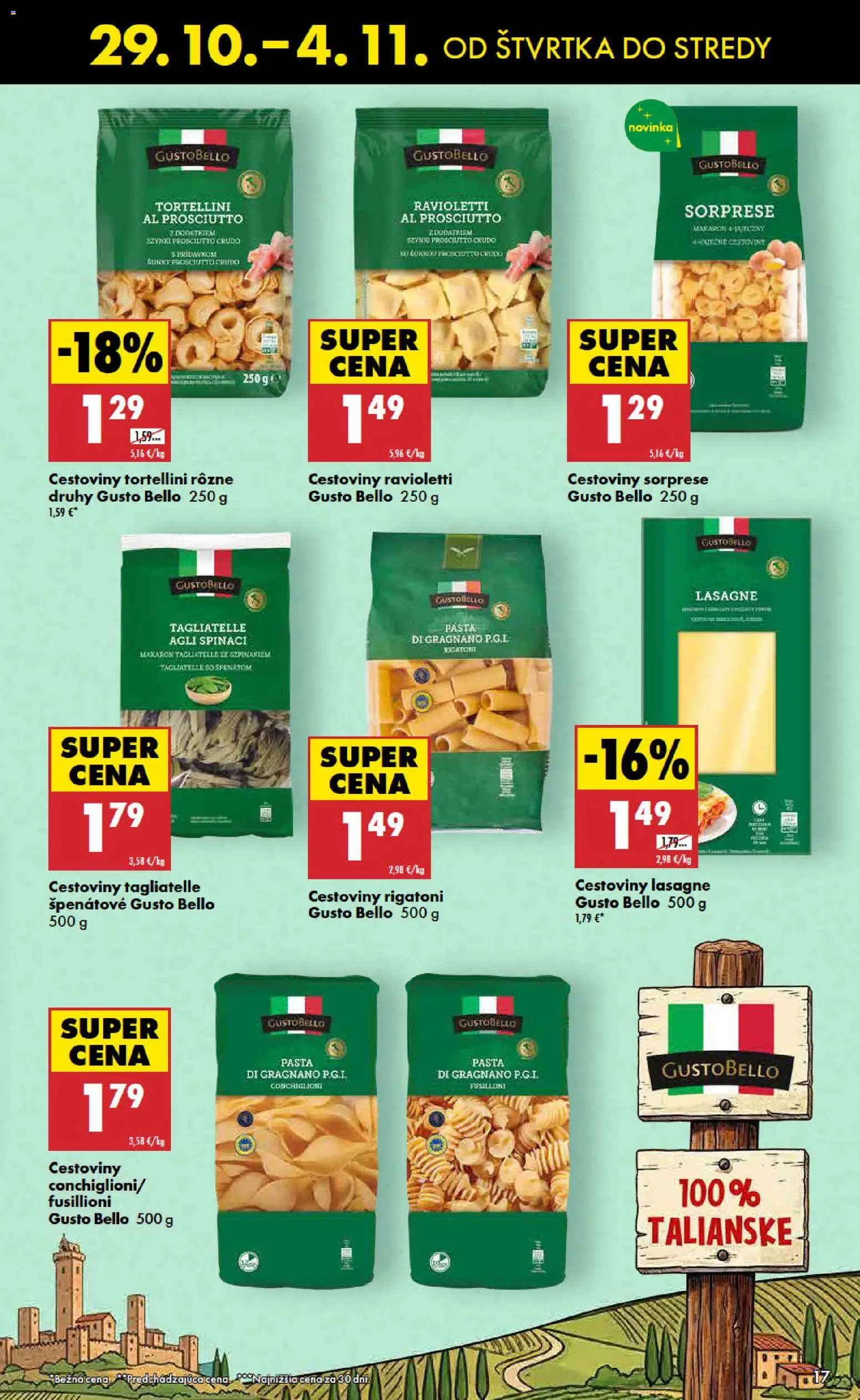 Nové Biedronka akcie – leták je platný od 29.10.2026 | Strana: 17 | Produkty: Cestoviny, Prosciutto crudo, Prosciutto, Lasagne