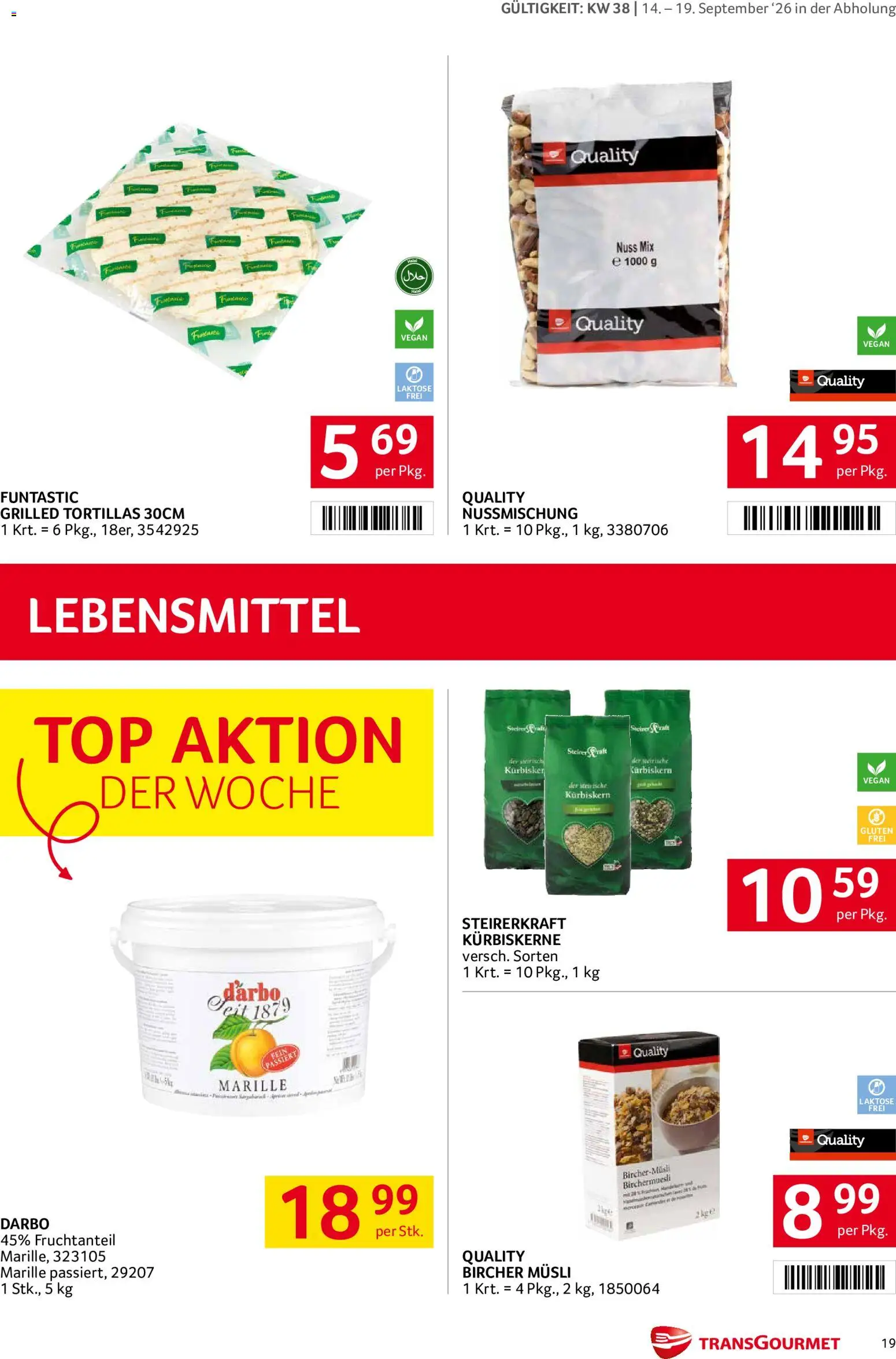Transgourmet Flugblatt gültig ab 14.09.2026 | Seite: 18 | Produkte: Lebensmittel