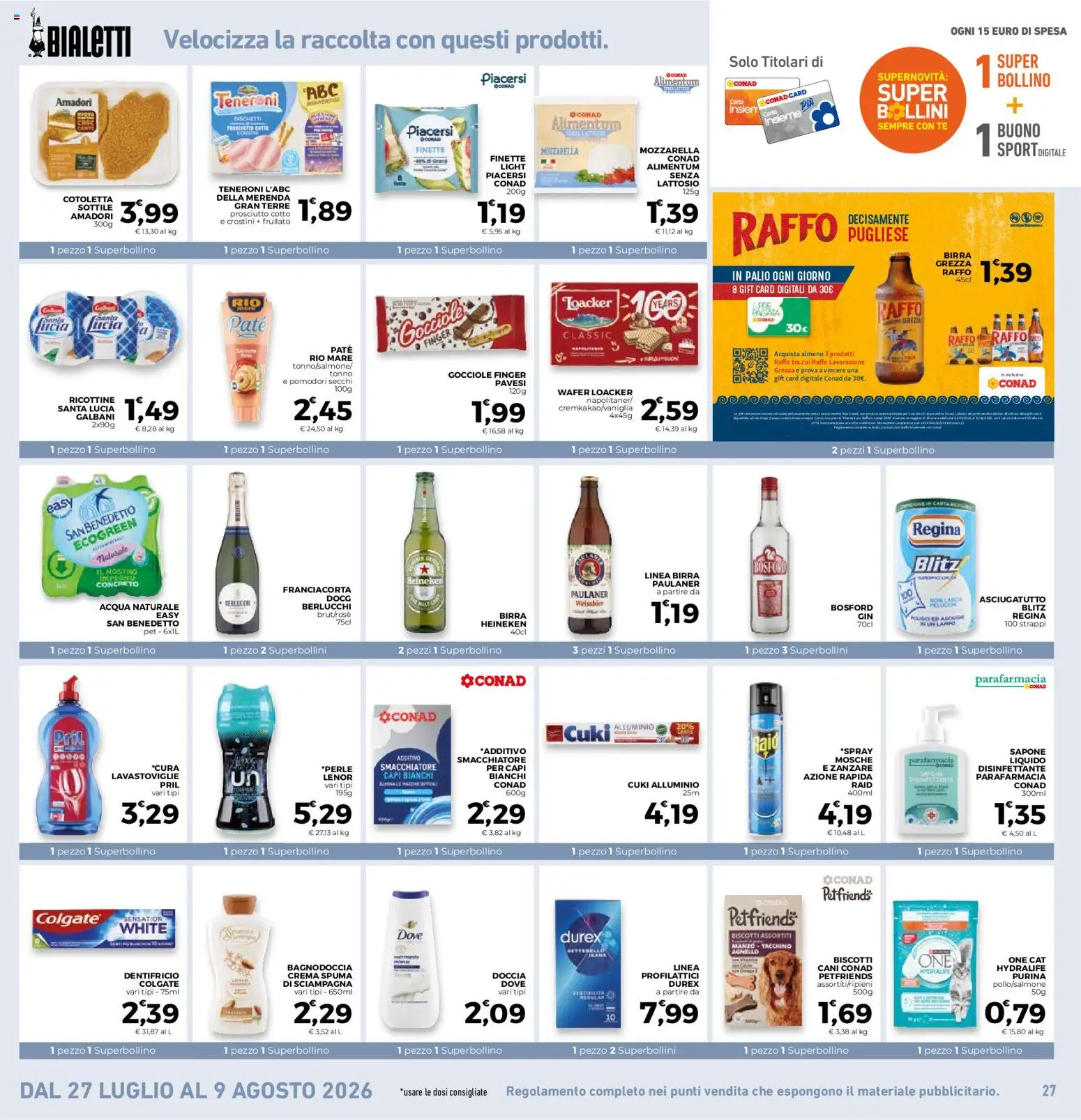 Volantino Conad del 29/07/2026 | Pagina: 27 | Prodotti: Smacchiatore, Mozzarella, Asciugatutto, Doccia