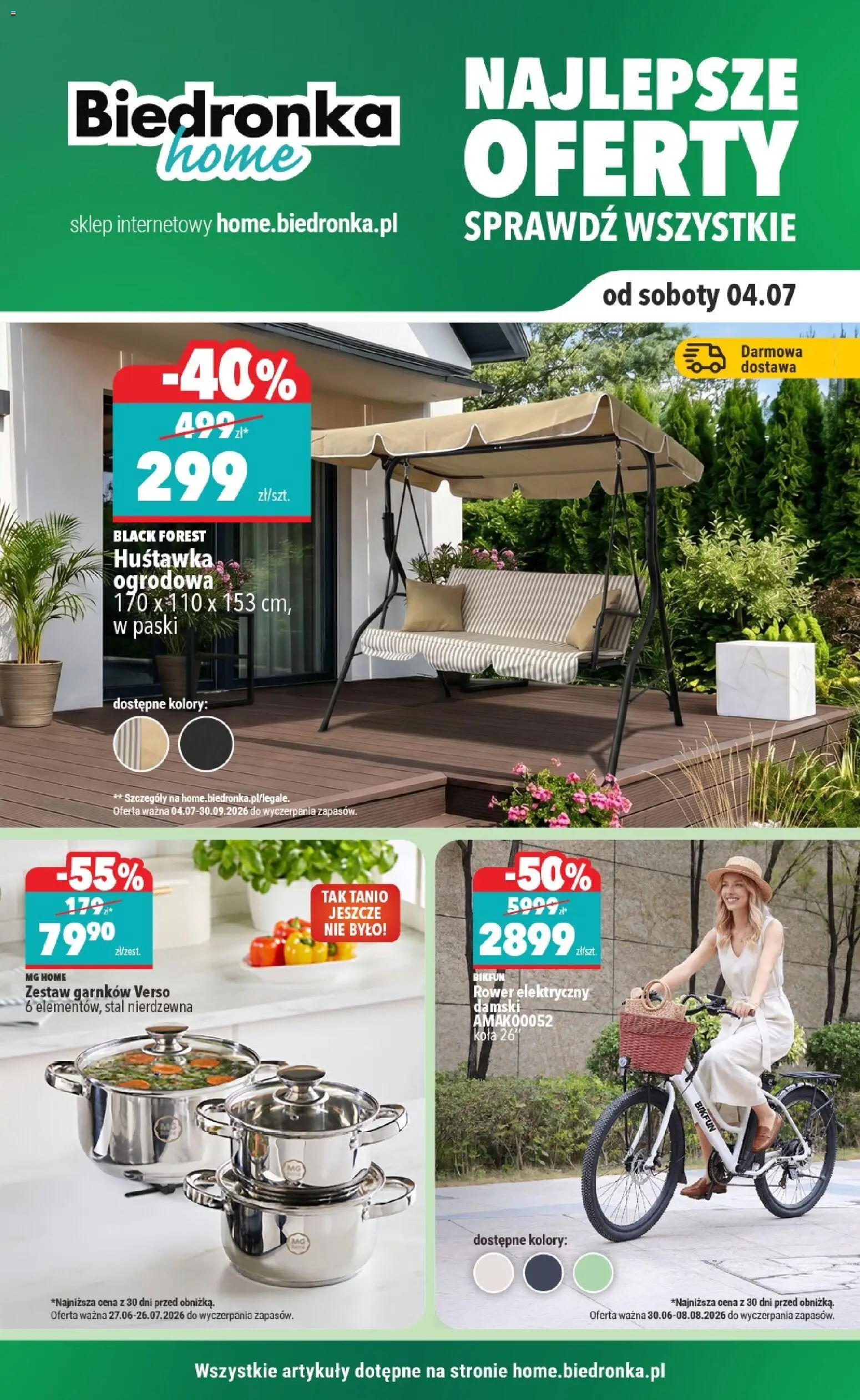 Biedronka gazetka - Home od 04.07.2026 | Strona: 1 | Produkty: Huśtawka ogrodowa, Huśtawka, Rower