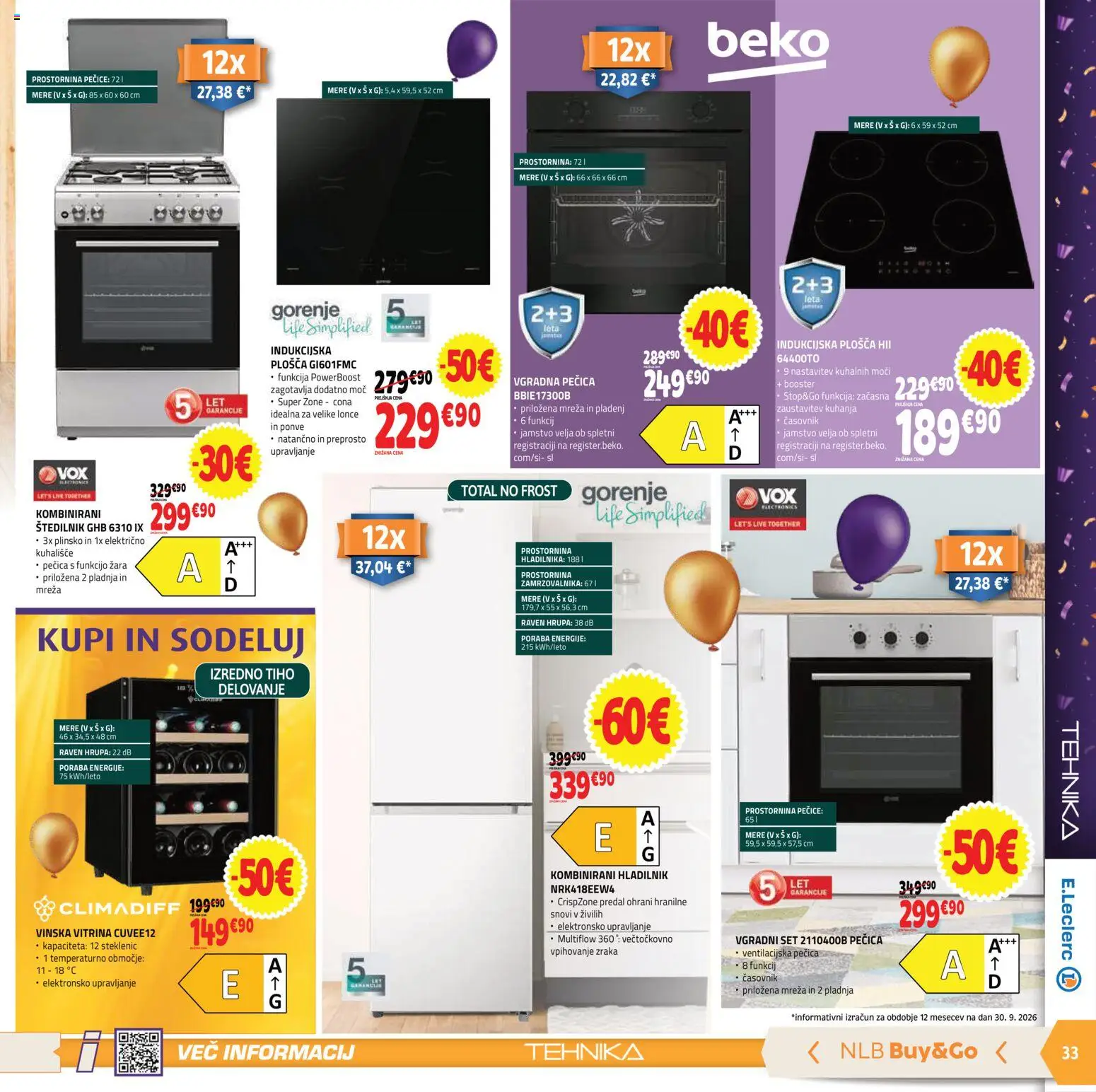 Novi E.leclerc katalog ponudbe – veljaven od 14.10.2026 | Stran: 5 | Izdelki: Vitrina, Vgradna pečica, Kuhališče, Časovnik