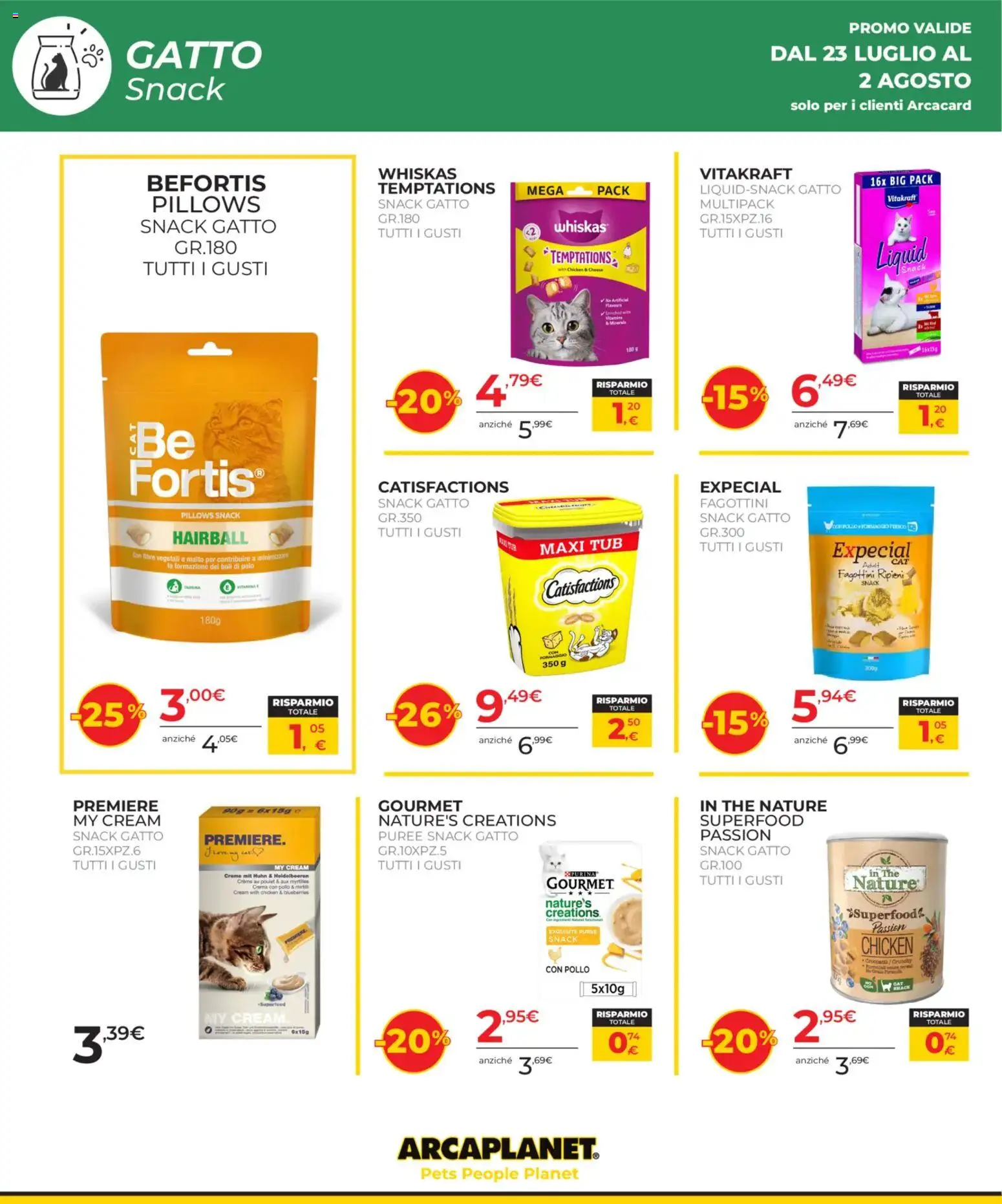 Volantino Arcaplanet del 23/07/2026 | Pagina: 6 | Prodotti: Crema, Pollo, Formaggio, The
