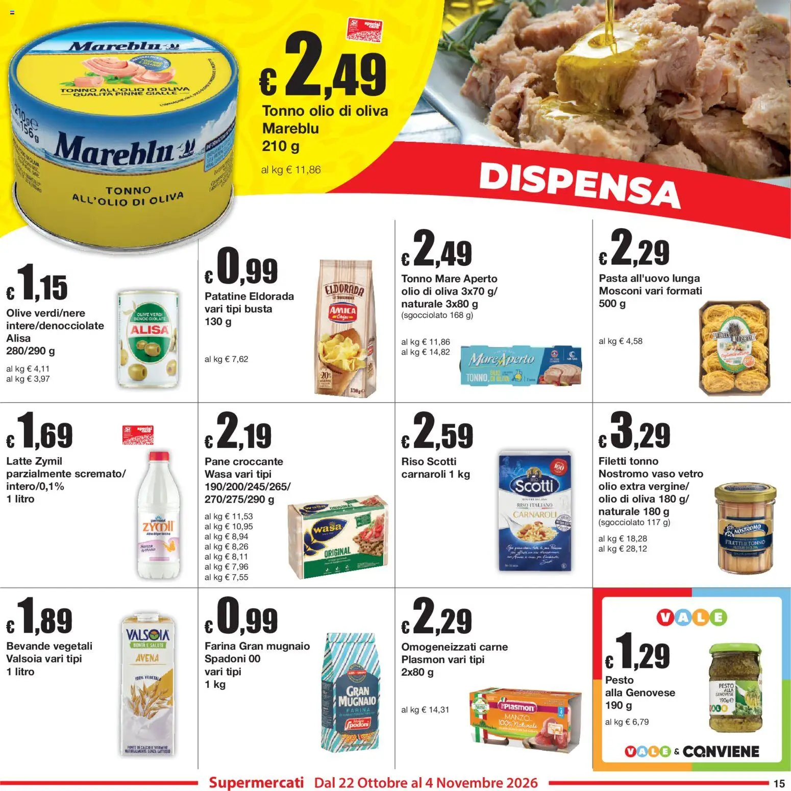 Volantino Sì con Te del 22/10/2026 | Pagina: 15 | Prodotti: Pane, Patatine, Bevande, Olio di Oliva