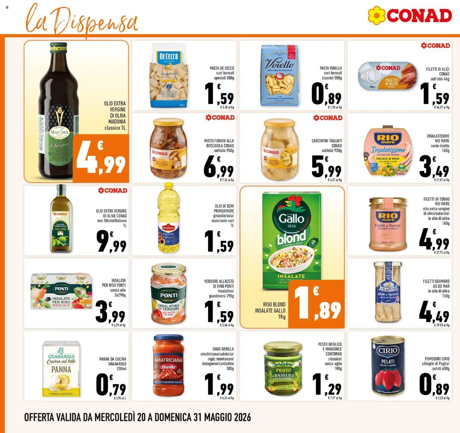 Volantino Conad del 20.05.2026 | Pagina: 14 | Prodotti: Riso, Aglio, Ragú, Olio di Oliva