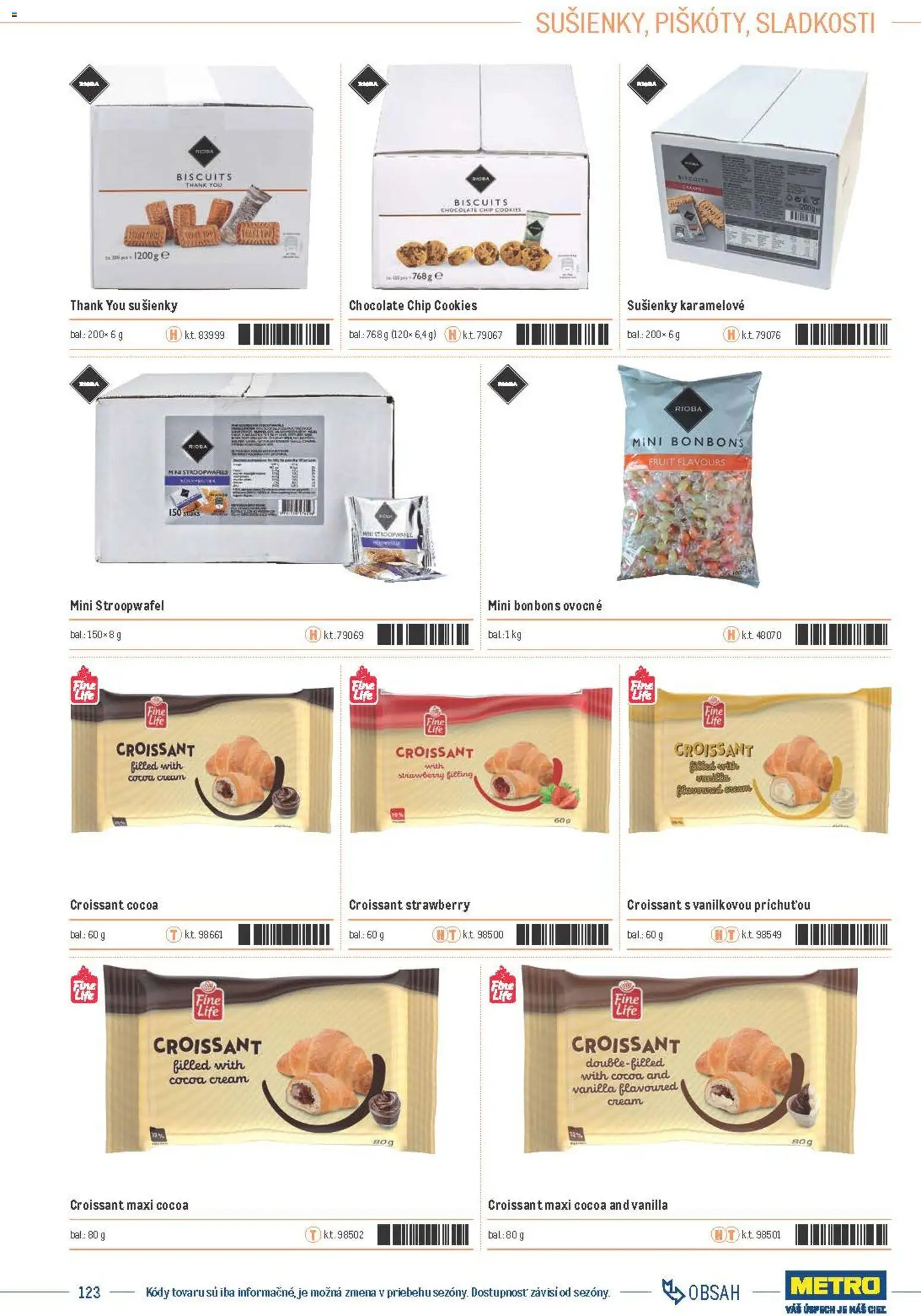 Nové Metro akcie – leták je platný od 05.12.2025 | Strana: 123 | Produkty: Croissant, Sušienky