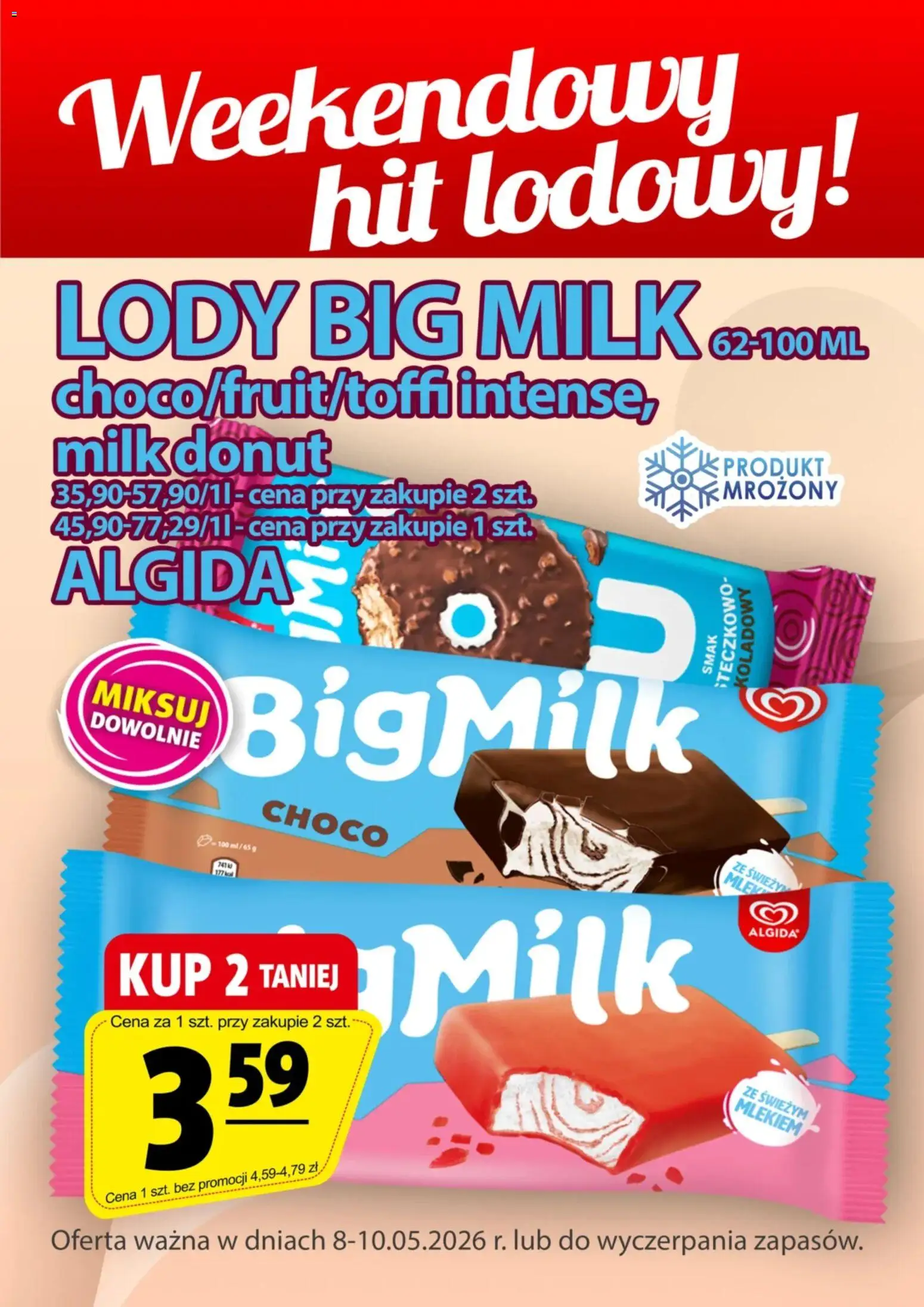 Prim Market promocja - Lody Big Milk Algida od 08.05.2026 | Strona: 1 | Produkty: Big Milk, Mleko, Lody