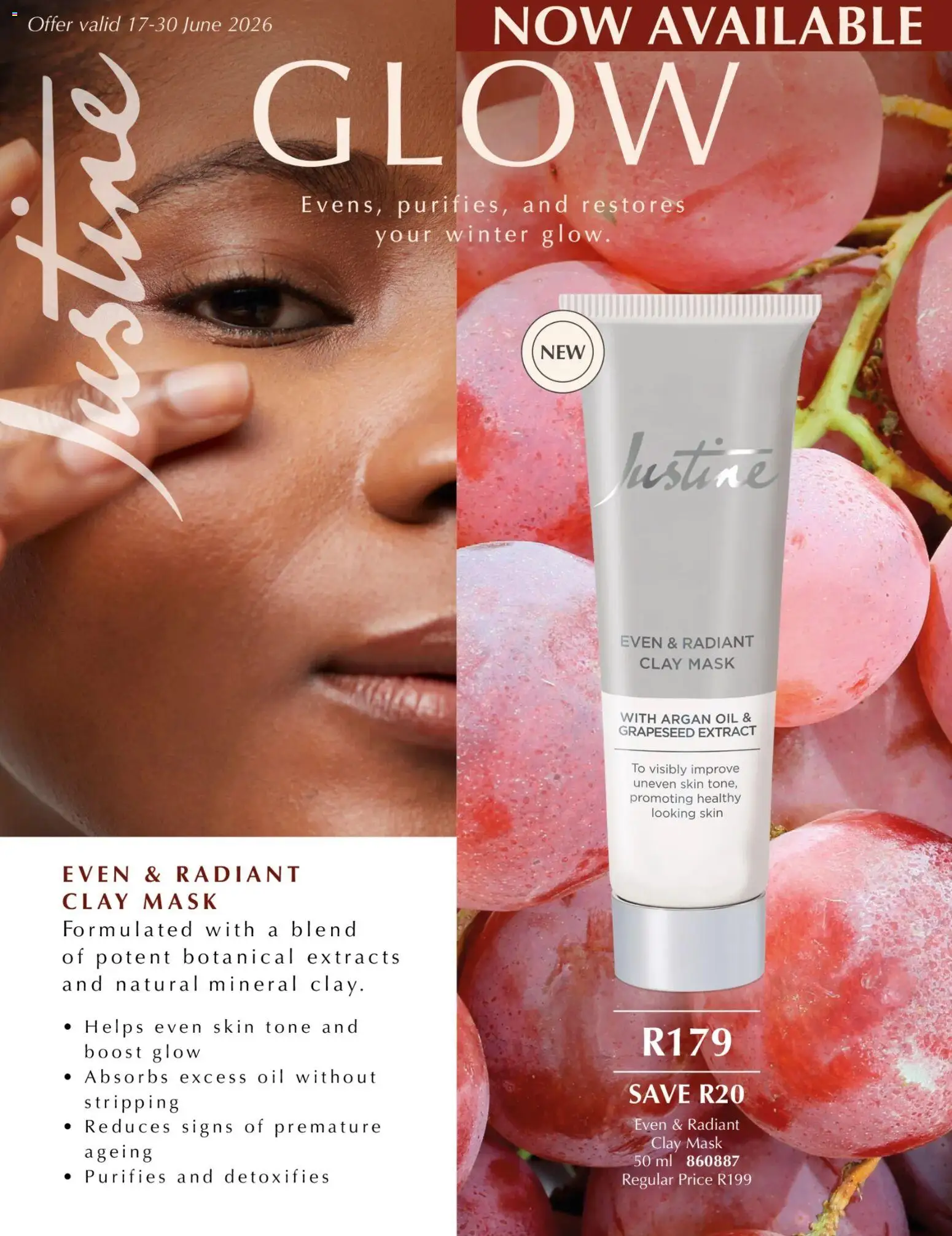 New Justine catalogue – valid from 17.06.2026 | Page: 1 | Products: Oil, Mask, Clay