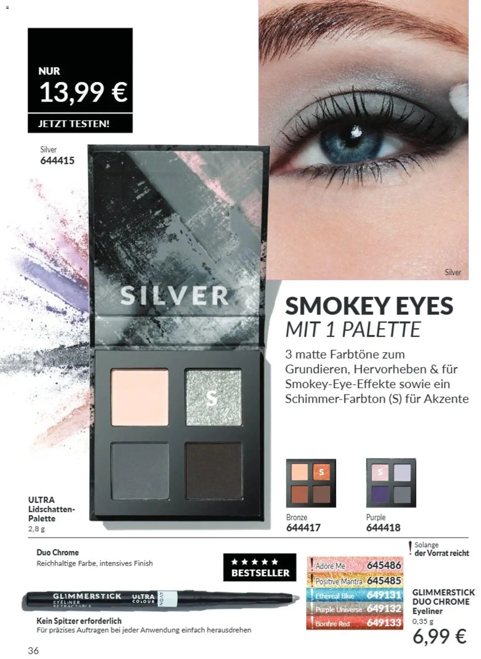 AVON Katalog August 2026 – gültig ab 08.08.2026 | Seite: 36 | Produkte: Lidschatten, Eyeliner, Finish