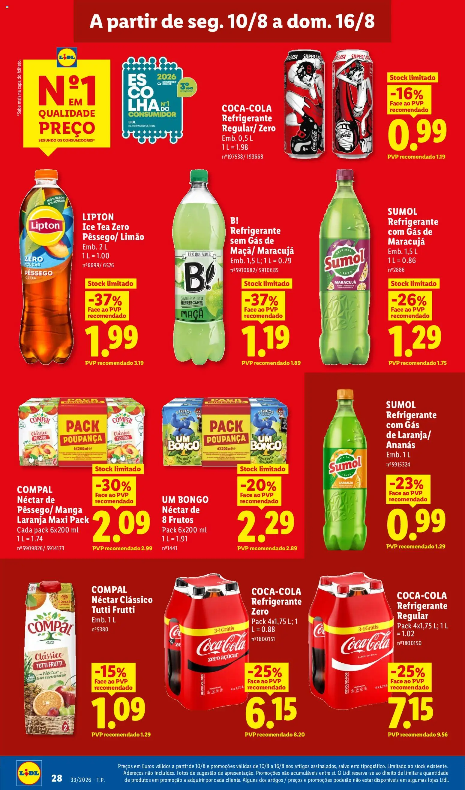Lidl folheto │ válido de 10/08/2026 | Página: 28 | Produtos: Refrigerante, Manga, Ananás, Coca-cola