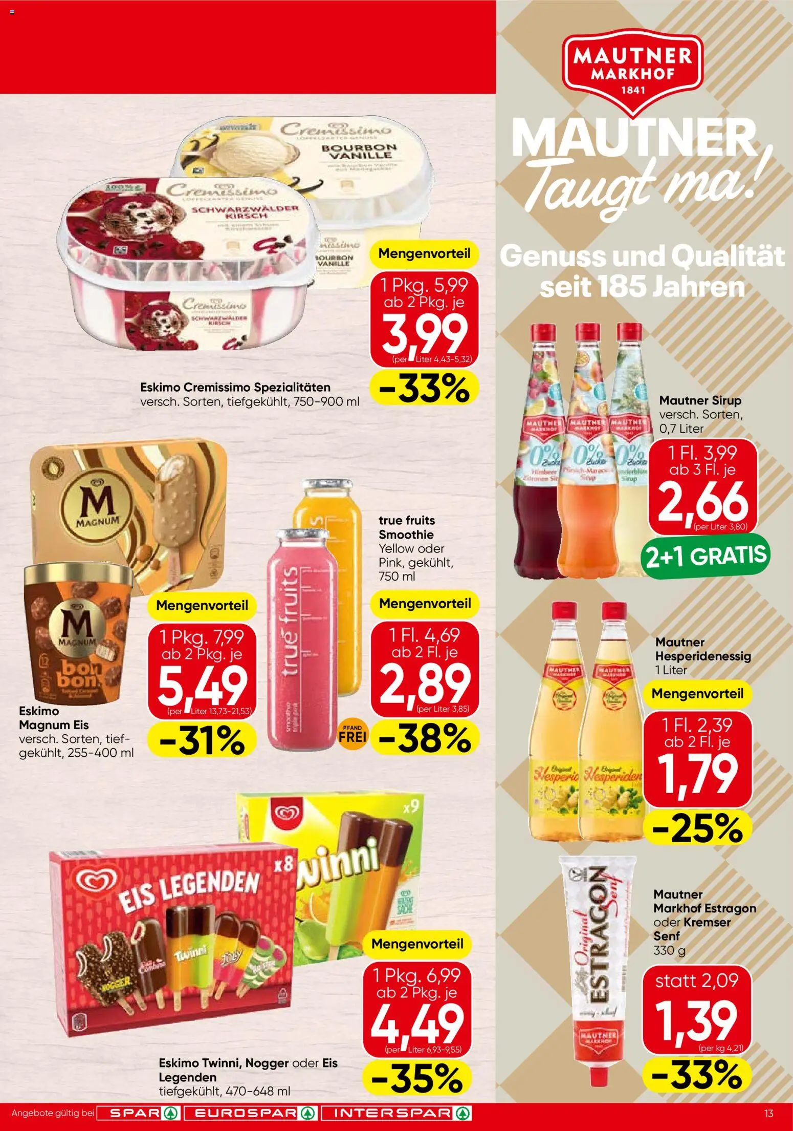 Spar Flugblatt - Oberösterreich gültig ab 18.06.2026 | Seite: 13 | Produkte: Eis
