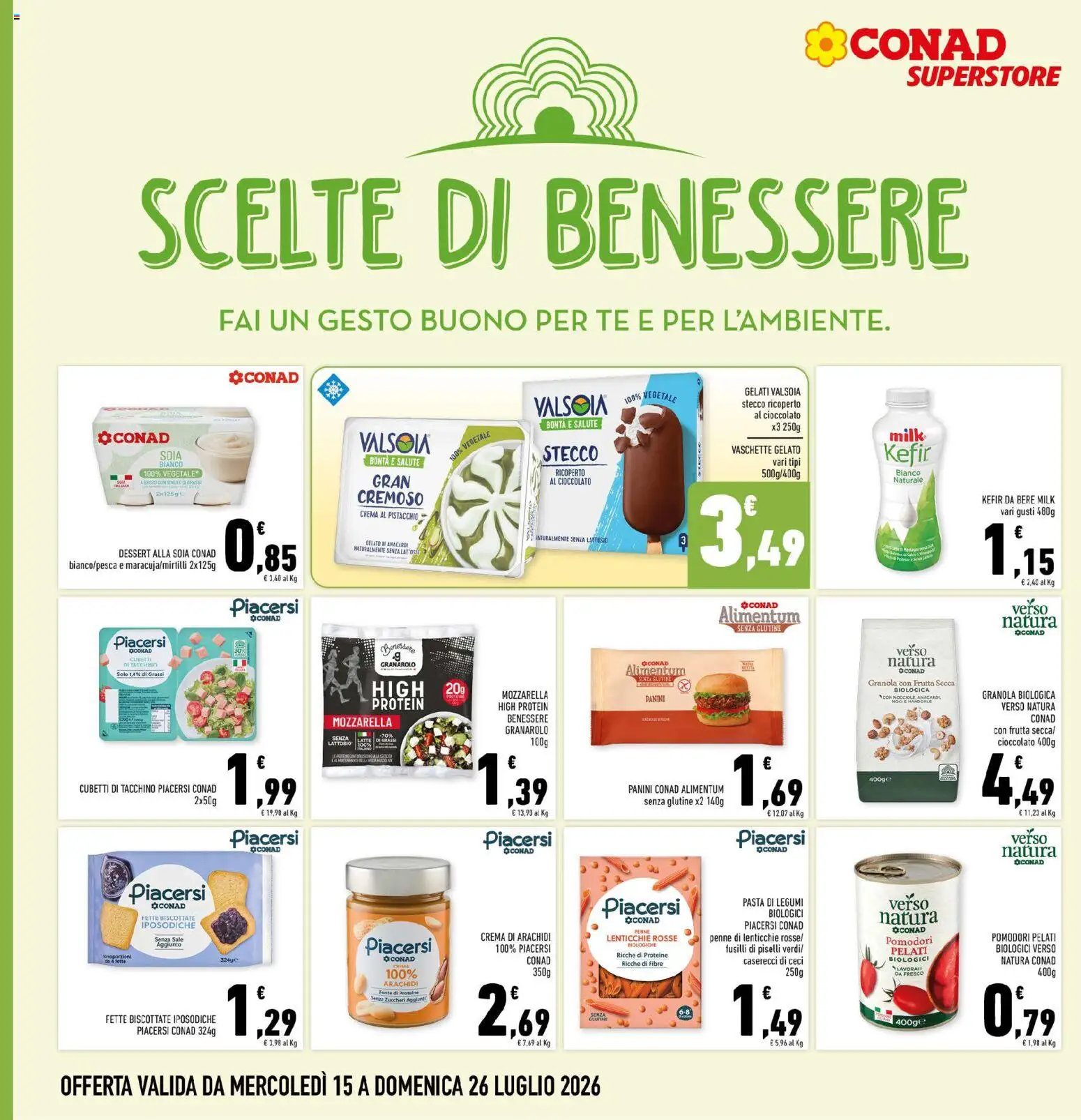 Volantino Conad del 15/07/2026 | Pagina: 12 | Prodotti: Gelato, Tacchino, Pasta, Noci