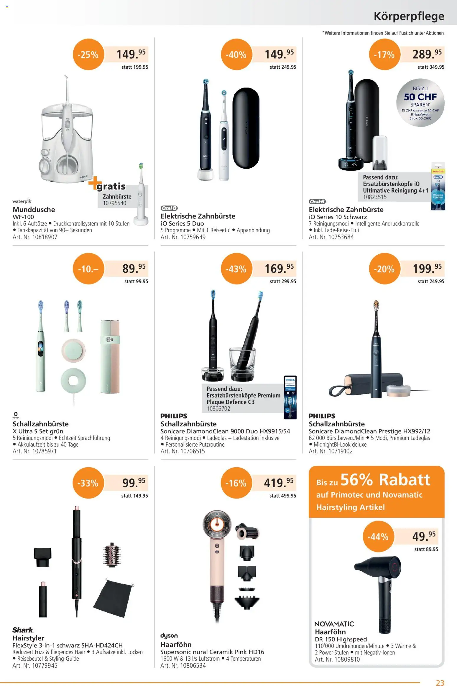 Fust aktionen – gültig ab 01.05.2026 | Seite: 23 | Produkte: Elektrische zahnbürste, Zahnbürste, Haarföhn, Dyson