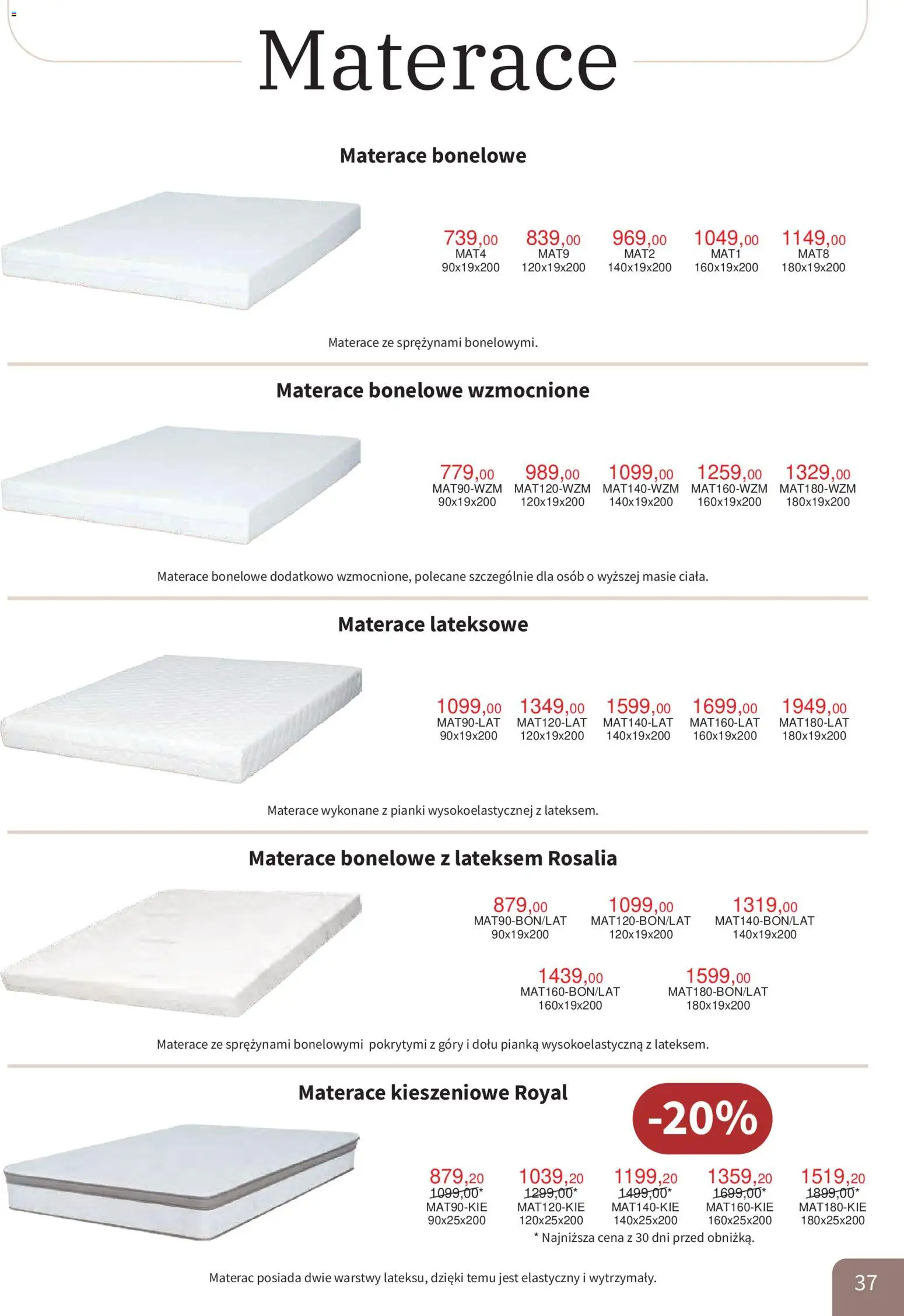 Bodzio Katalog od 01.10.2026 | Strona: 37 | Produkty: Materac, Pianki