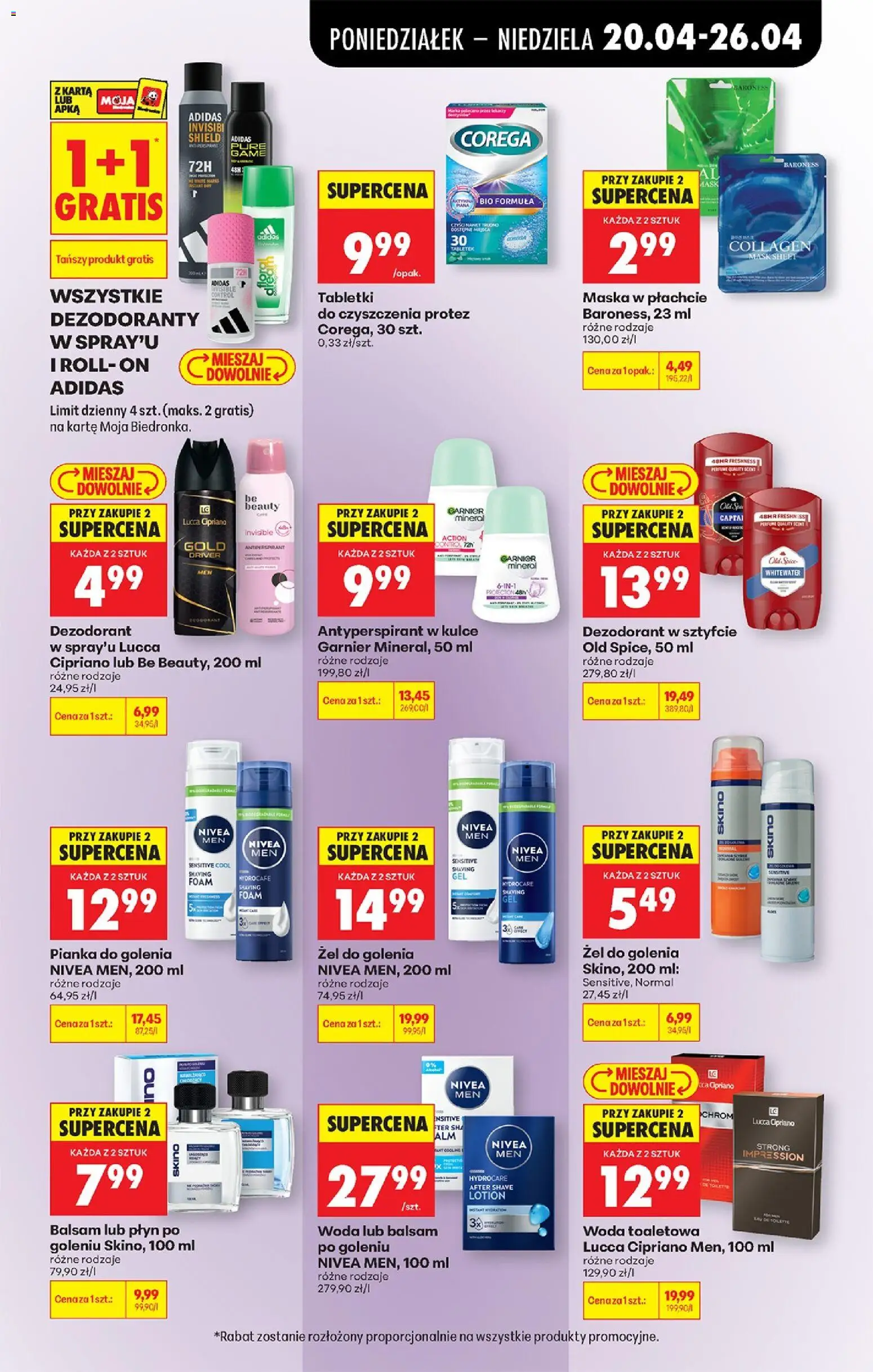 Biedronka gazetka od poniedziałku od 20.04.2026 | Strona: 91 | Produkty: Maska, Balsam po goleniu, Old spice, Lotion