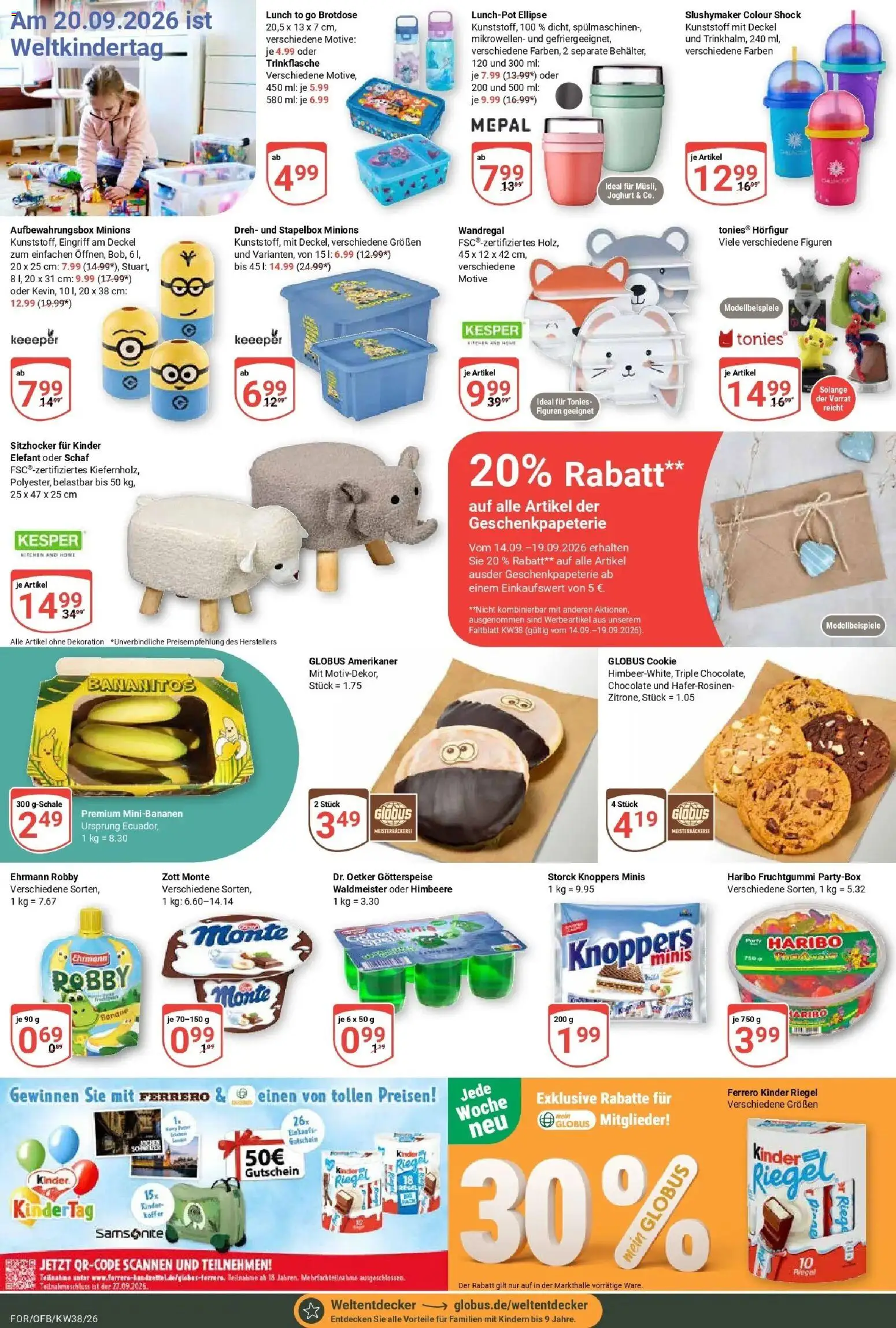 Globus Prospekt Forchheim (ab 14.09.2026) » Angebote online | Seite: 23 | Produkte: Wandregal, Joghurt, Kinder riegel, Himbeere