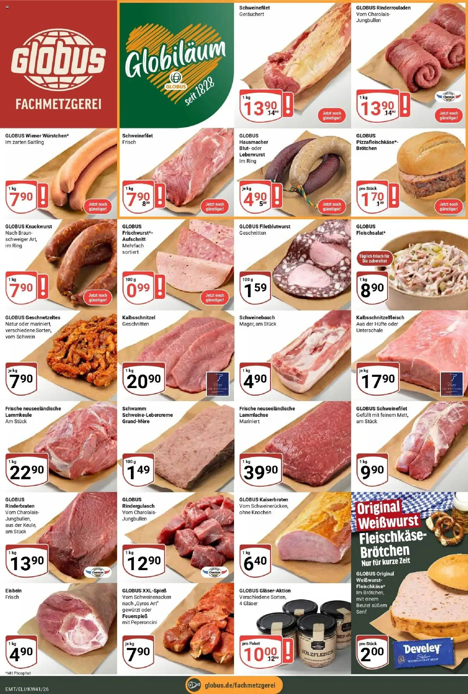 Globus Prospekt Mittelhausen (ab 05.10.2026) » Angebote online | Seite: 11 | Produkte: Rinderbraten, Lammkeule, Schweinebauch, Weißwurst