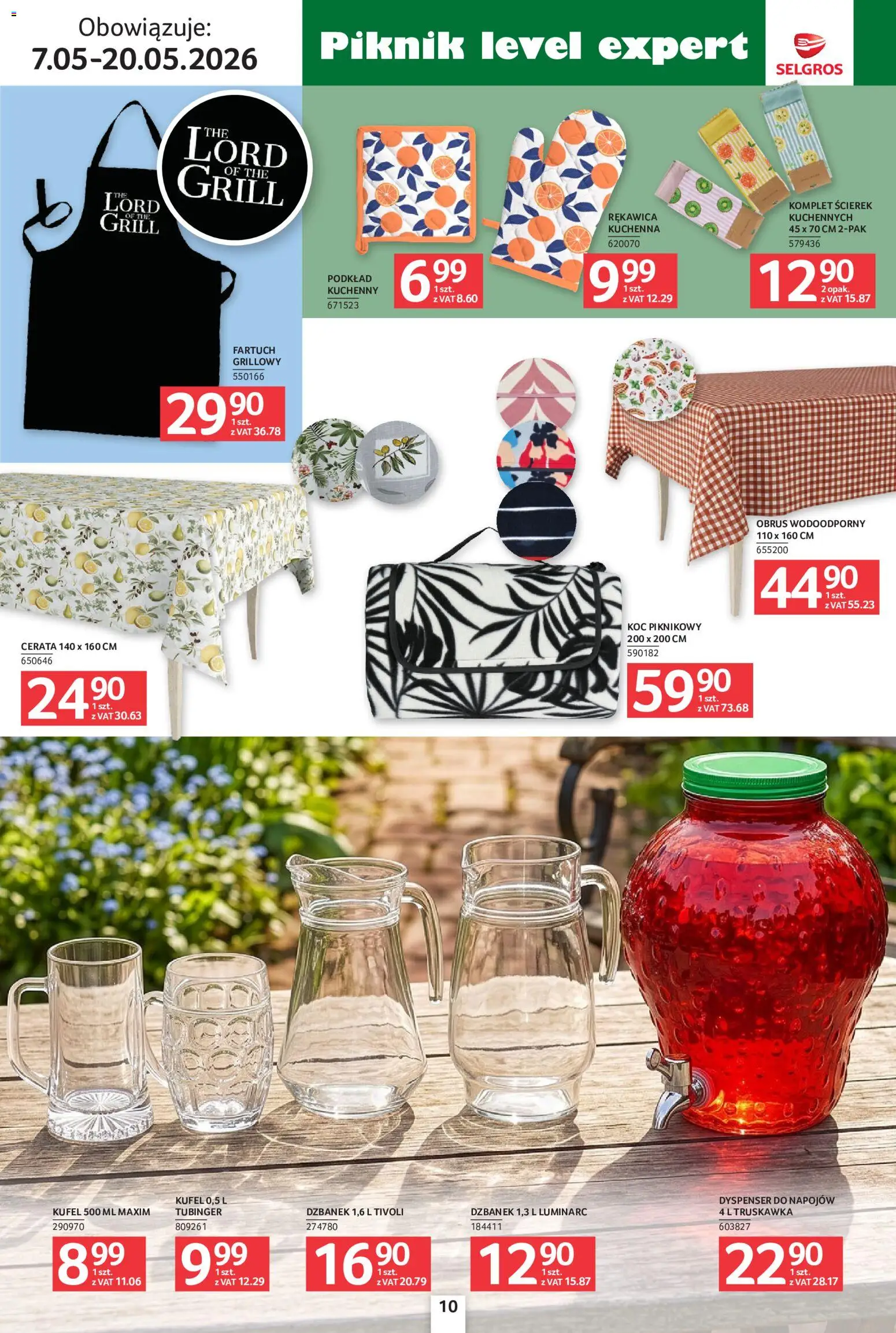 Selgros cash&carry gazetka - Ogród od 07.05.2026 | Strona: 10 | Produkty: Dzbanek, Grill, Koc
