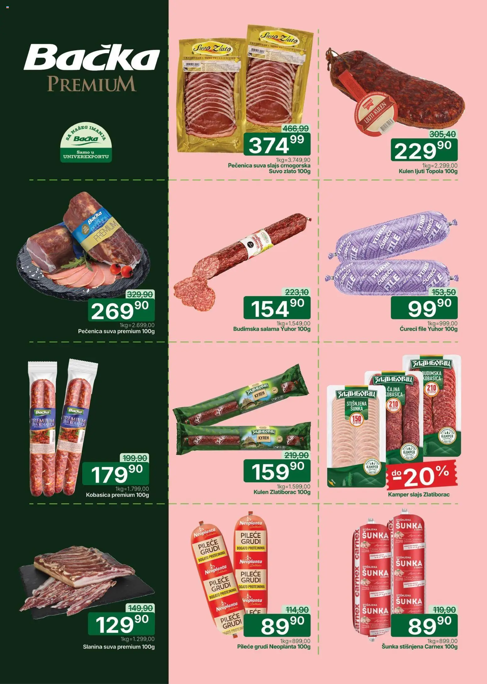 Univerexport katalog - važi od 11.05.2026 | Strana: 5 | Proizvode: Ćureći file, Šunka, Slanina, Pečenica