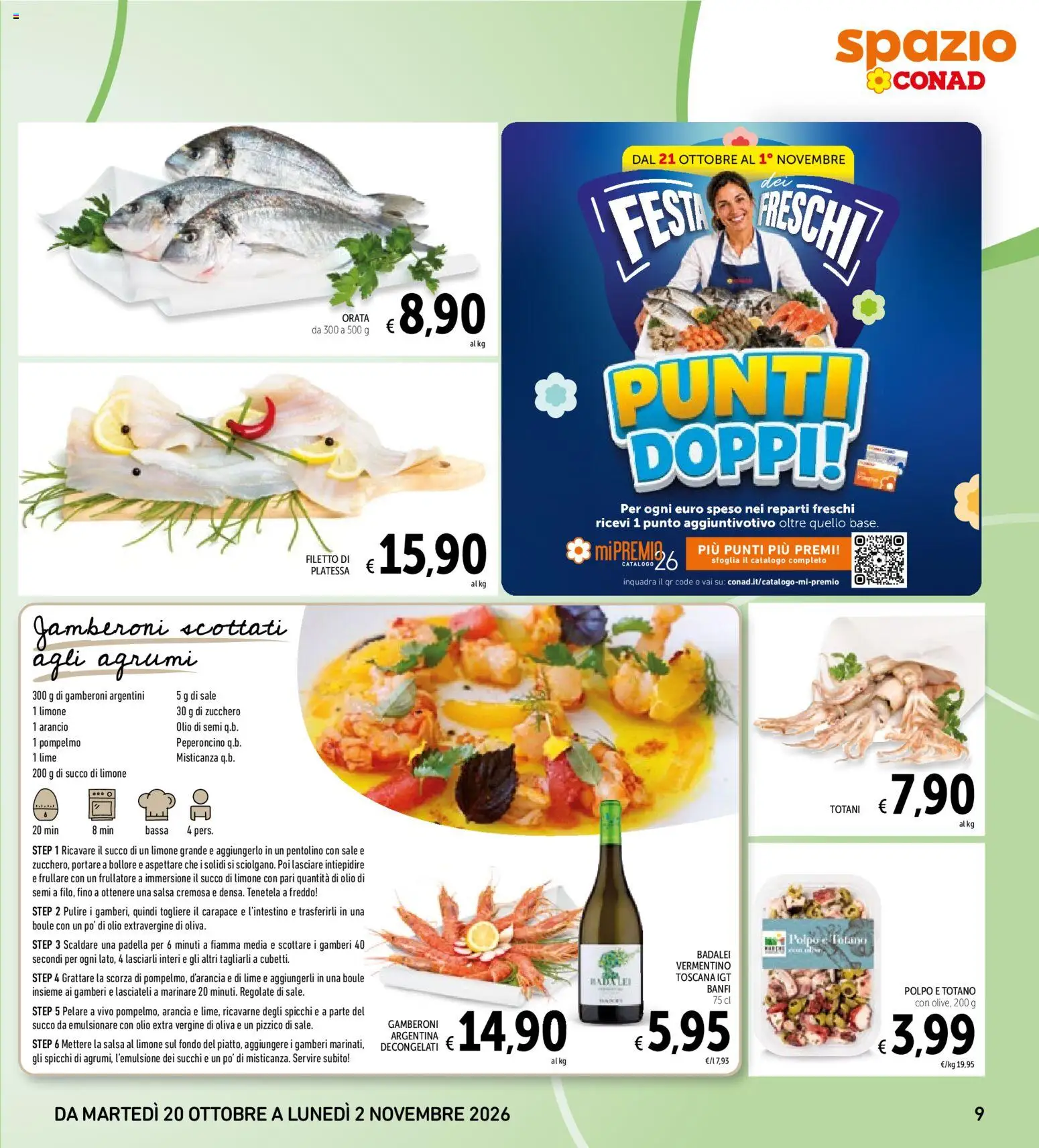 Volantino Spazio Conad del 20/10/2026 | Pagina: 9 | Prodotti: Olio di semi, Pompelmo, Orata, Sale