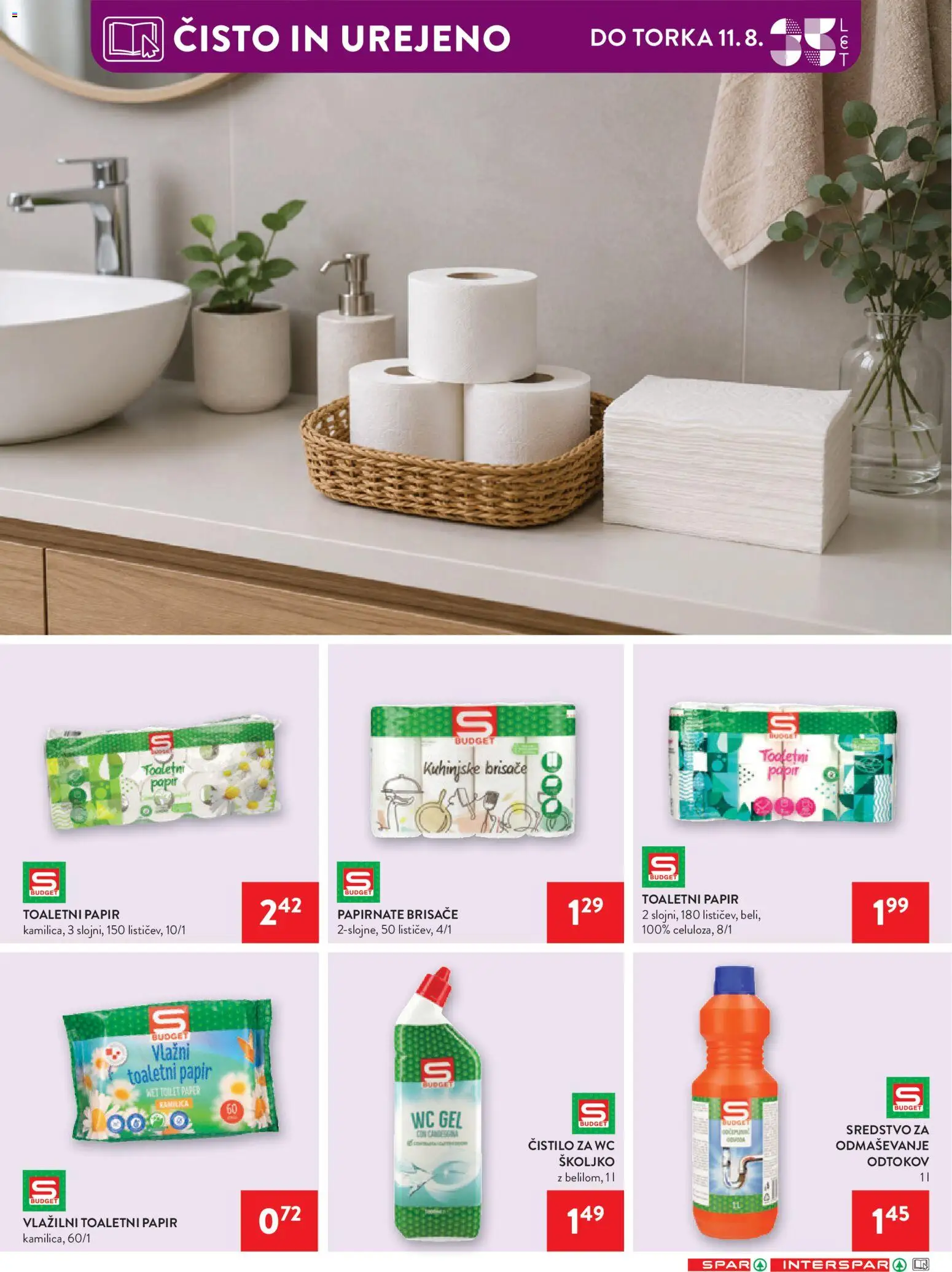 Novi Spar katalog ponudbe – veljaven od 05.08.2026 | Stran: 32 | Izdelki: Toaletni papir, Papirnate brisače, Kuhinjske brisače