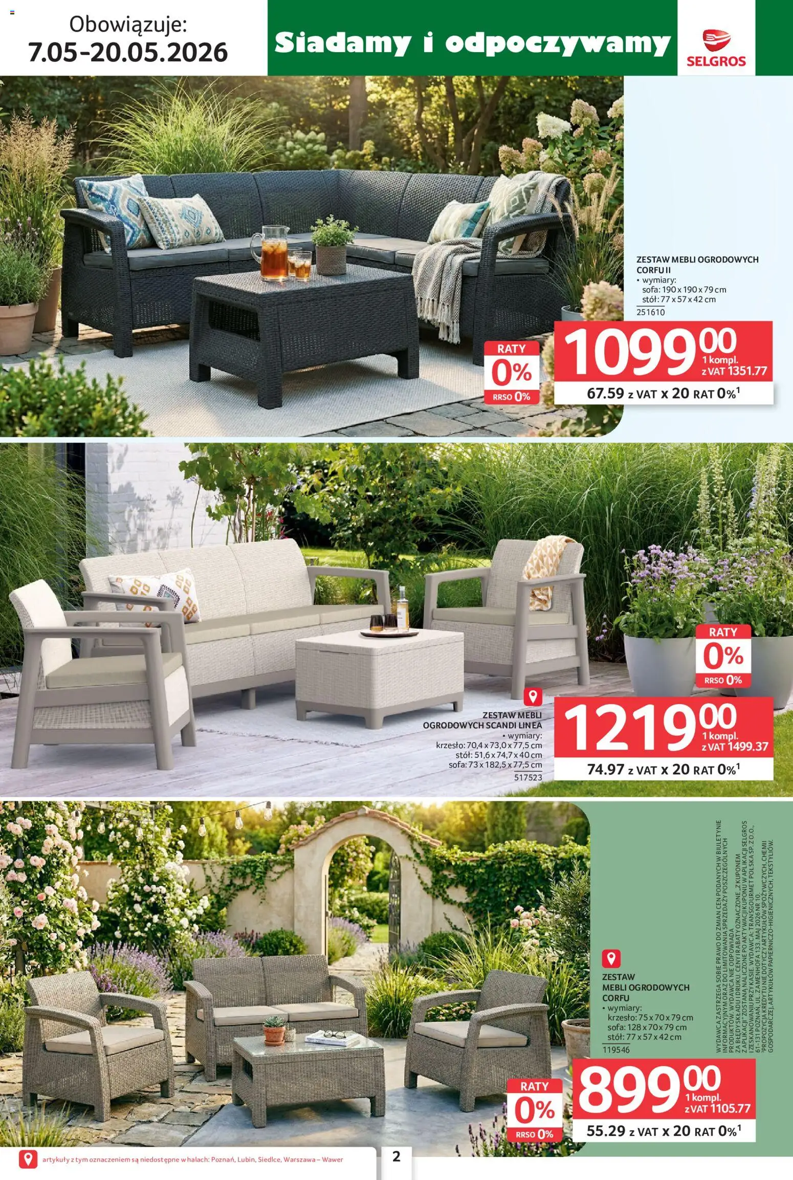 Selgros cash&carry gazetka - Ogród od 07.05.2026 | Strona: 2 | Produkty: Sofa, Stół, Krzesło
