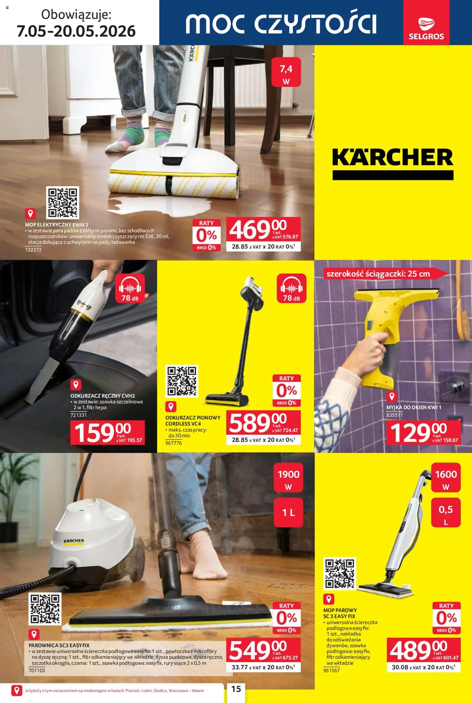 Selgros cash&carry gazetka - Elektro AGD od 07.05.2026 | Strona: 15 | Produkty: Ładowarka, Odkurzacz, Odkurzacz pionowy, Szczotka